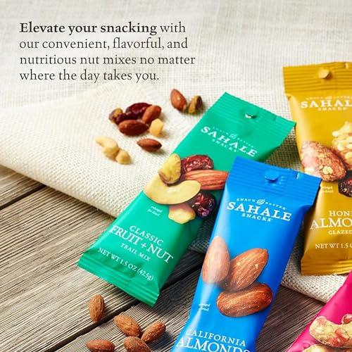 Sahale Snacks Sahale Snacks Classic Fruit and Nut Trail Mix, 1.5 Oz Grab & Go Bags (18 Packs) - Dry-Roasted Deluxe Mixed Nuts with Apples and Cranberries - Non-GMO, Kosher Trail Mix & Certified Gluten-Free Snacks