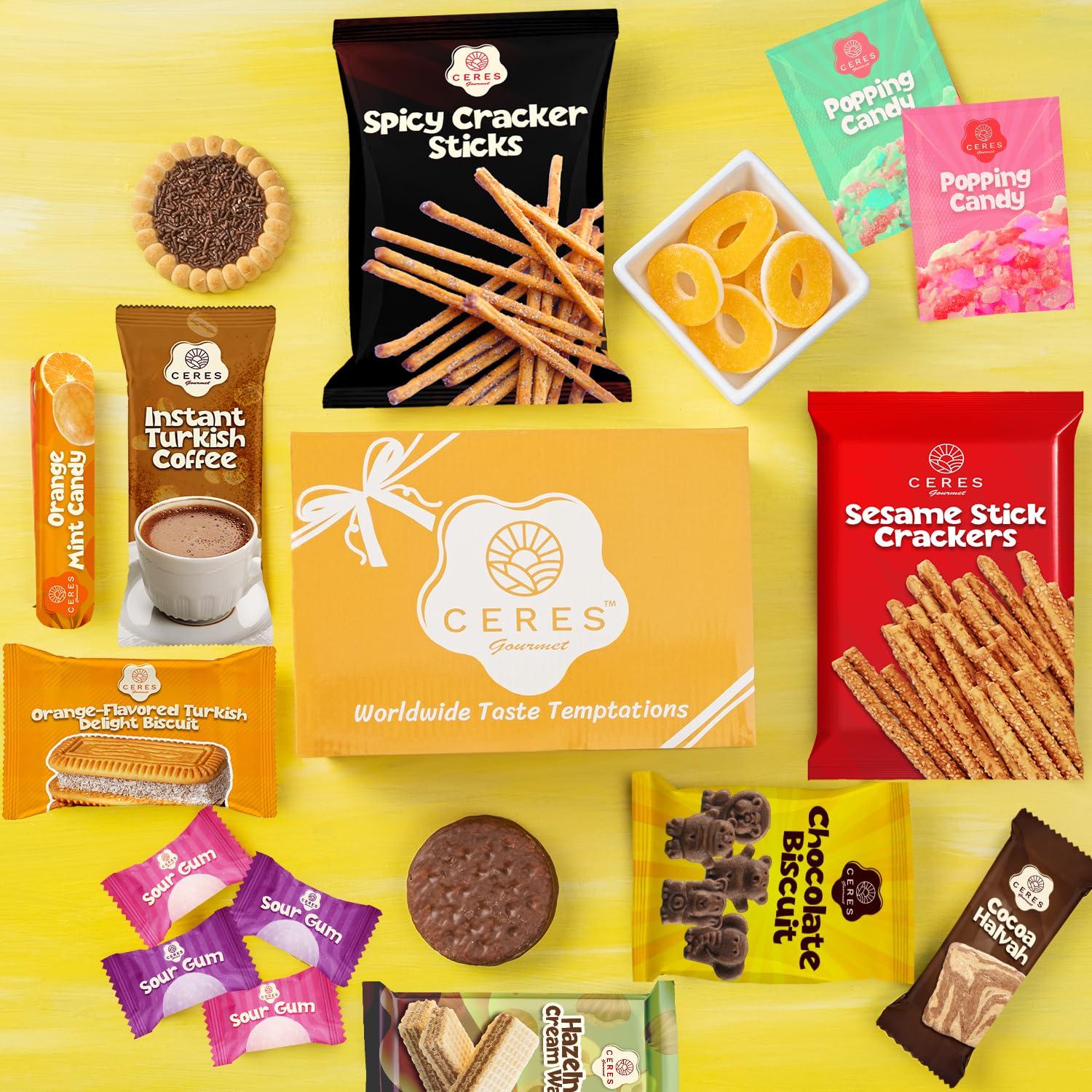 Ceres Gourmet International Exotic Snack Box Variety Pack, Count Premium Foreign Rare Snack Food Gifts for Fun, Mystery Box of Snacks, European Snacks for Adults and Kids (Mini)