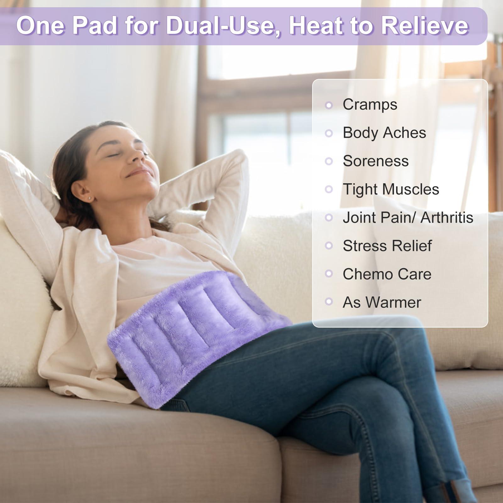 SUZZIPAD SuzziPad Microwave Heating Pad for Pain Relief, 7x18 Microwavable Heating Pads for Cramps, Muscle Ache, Joints, Neck Shoulder, Bean Bag Heating Pad Microwavable Moist Heat Pack, Warm Compress, Purple