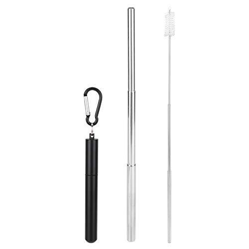 Yuecoom Collapsible Straw Travel Straw, Reusable Straws with Case Stainless Steel Straws Drinking Dishwasher Safe +Straw Cleaning Brush(Black)