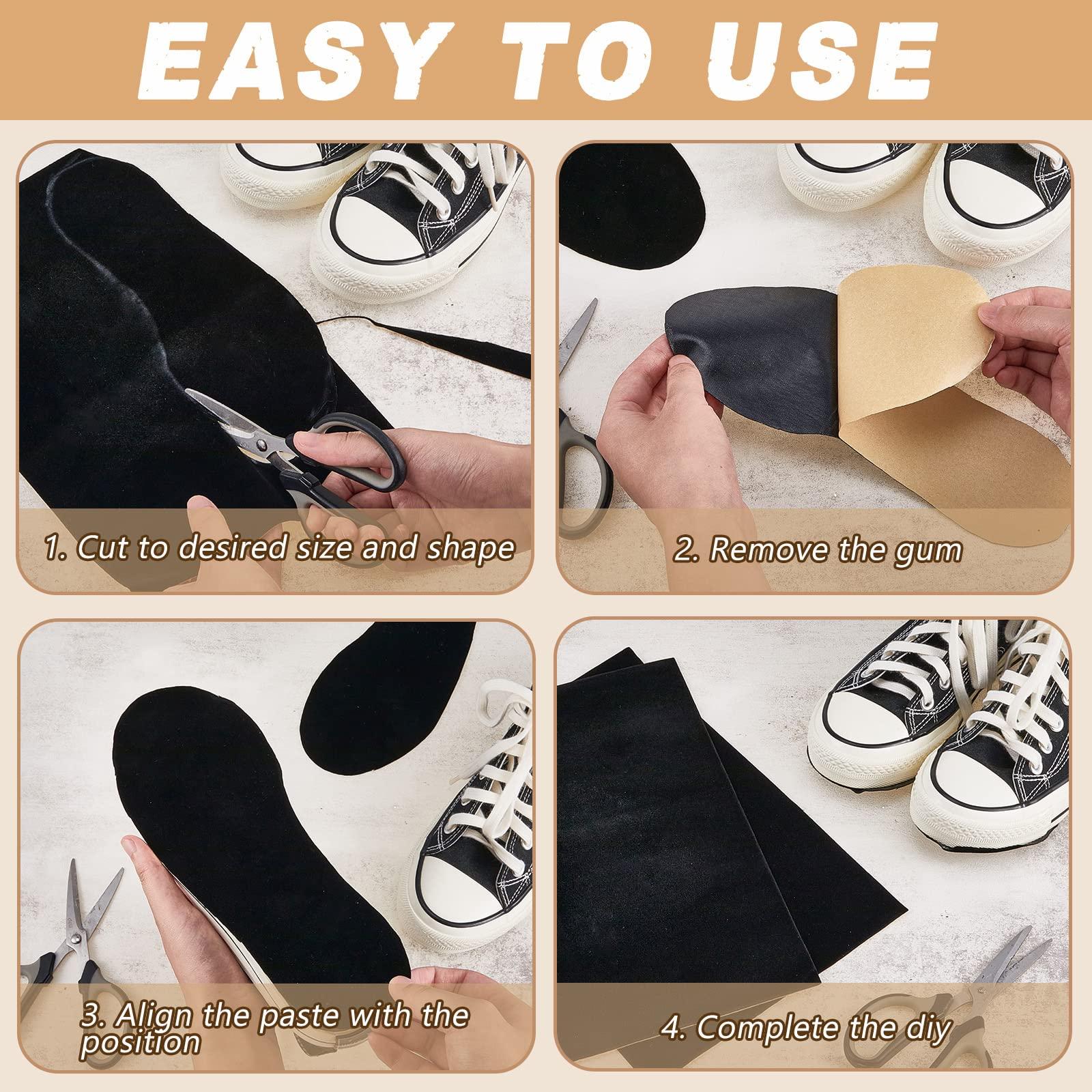 Dunzy Dunzy 5 Pcs Stick on Self Adhesive Suede Soles for Dance Shoes 8.6 x 11.8 Inch Non Slip High Heeled Shoe Protector, Artificial Leather Sheets Friction Reducing Dance Sole Suede Shoe Sole Pads (Black)