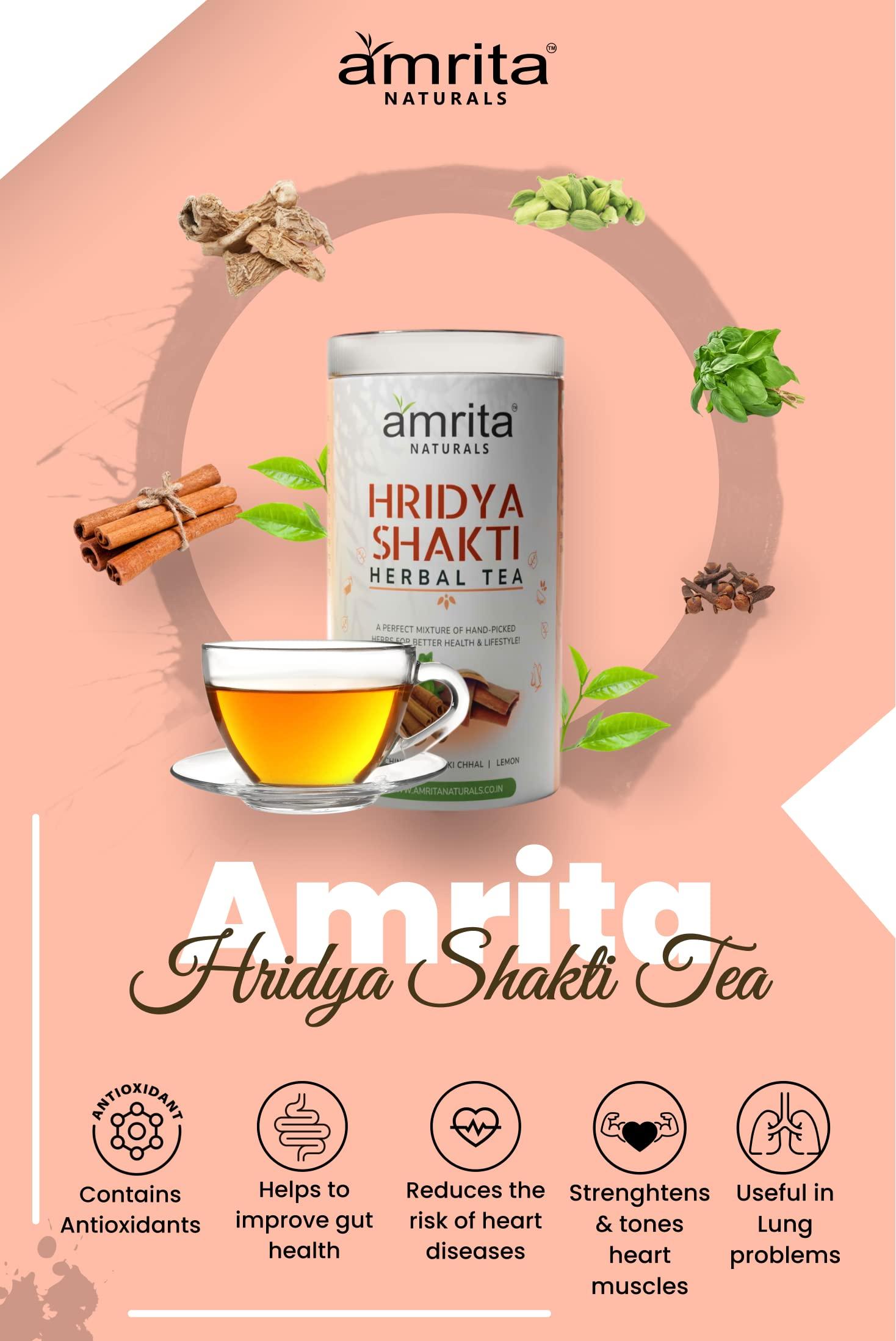 Amrita Naturals Amrita Naturals Hridya Shakti Herbal Tea - Gluten-Free, Vegan, Natural Instant Arjun Bark Hridyashakti Tea with No Artificial Colors & Flavors - 0.55 lb - 250 Gram - Pack Of 2