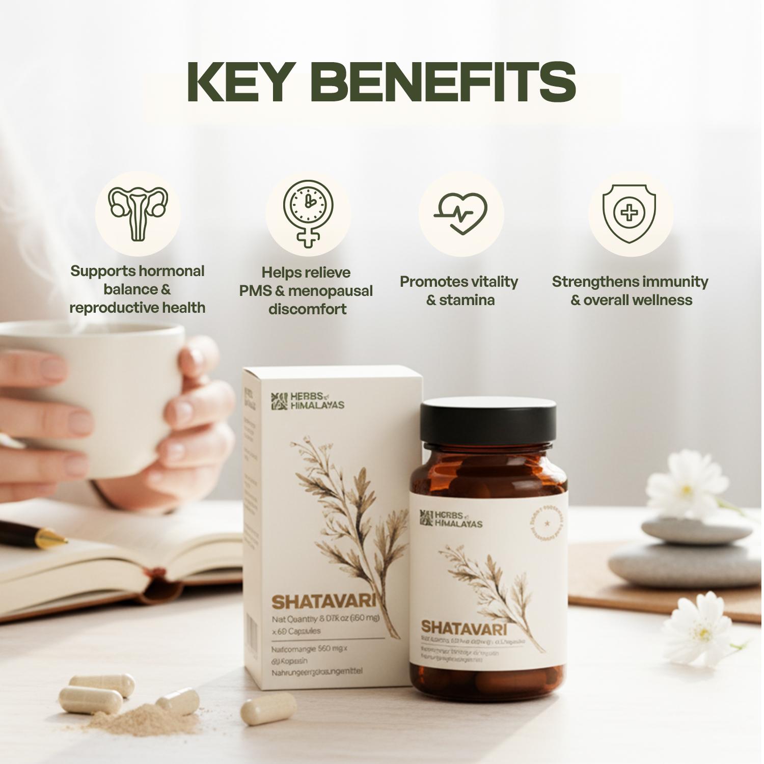 Herbs of Himalayas Herbs of Himalayas Shatavari Capsules – Healthy Support (60 Capsules)