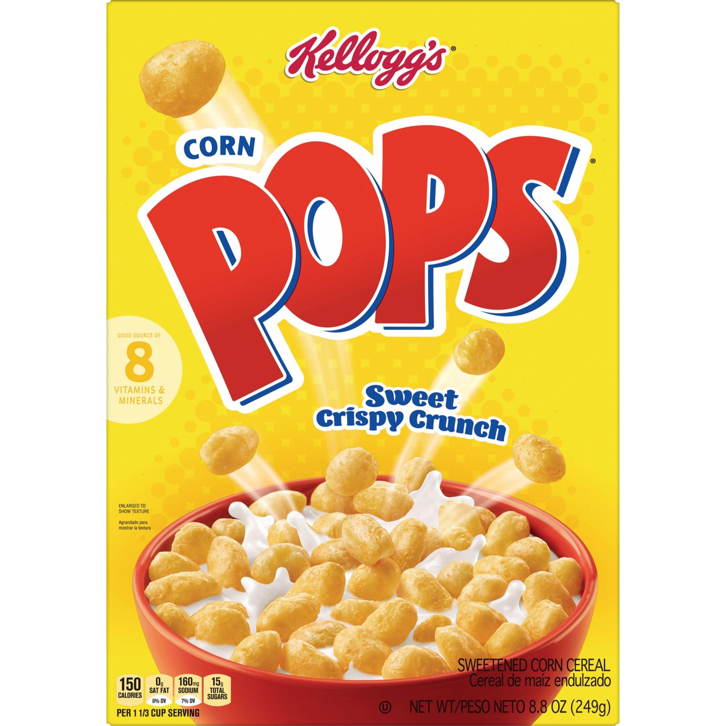 Corn Pops Kellogg\'s Corn Pops Breakfast Cereal, Kids Cereal, Family Breakfast, Original (18 Boxes)
