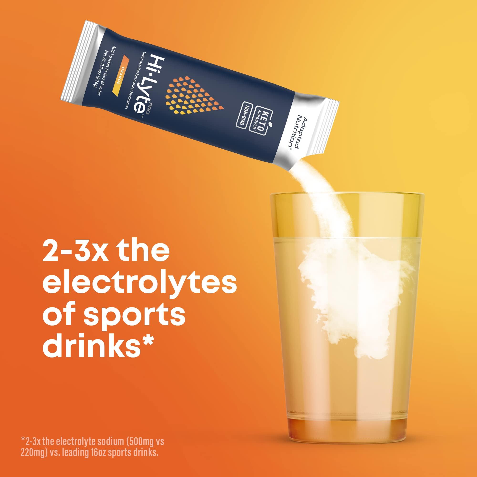 Hi-Lyte Hi-Lyte Pro Hydration Packets, 16 Individual Drink Packets | Orange | Keto K1000 Electrolyte Powder | Hydration Supplement Drink Mix | Raw Mineral Flavor