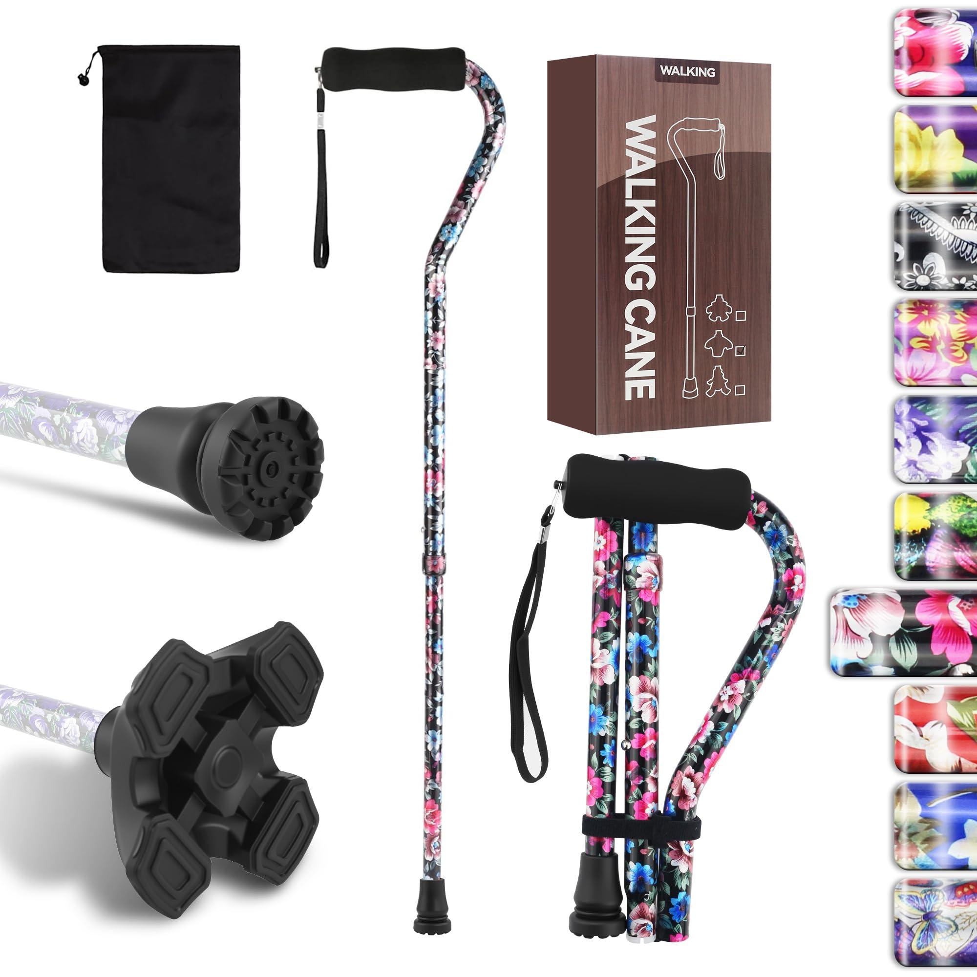 LIXIANG LIXIANG Walking Cane for Women & Men Adjustable Walking Stick,Folding Cane with Soft Sponge OffsetHandle,Lightweight,Suitable for Arthritis, Walking Canes for Seniors Balance