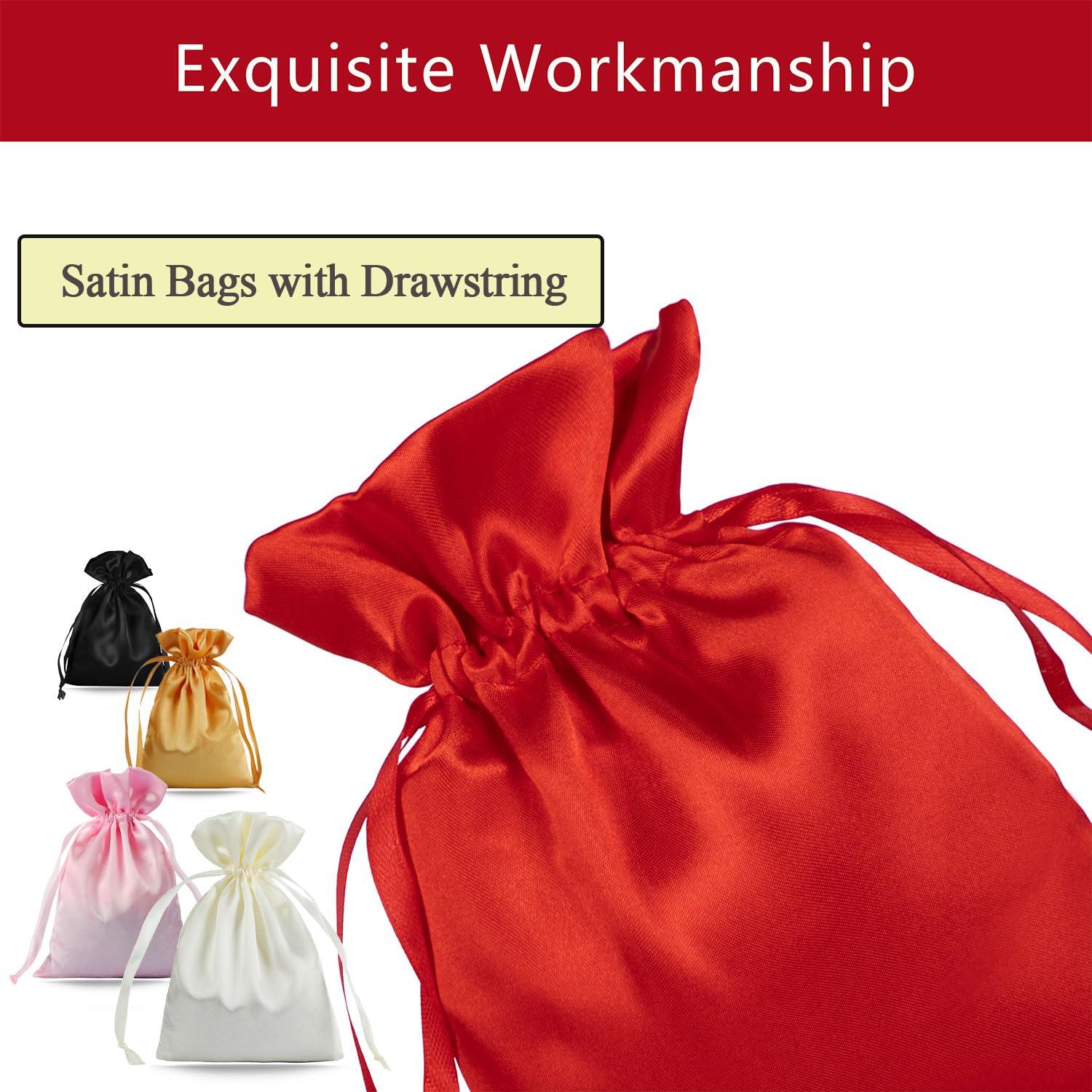 AKLVBL AKLVBL Satin Bags with Drawstring,Multicolored Silk Gift Bags with Drawstring,50 Pieces Small Jewelry Bags Drawstring,Wedding Favor Bags,5X7 Inches Small Drawstring Pouch
