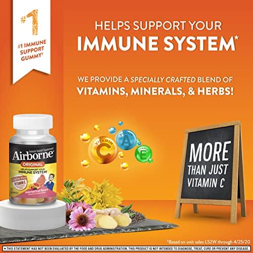Airborne Airborne 750mg Vitamin C Gummies For Adults, Immune Support Supplement with Powerful Antioxidants Vitamins A C & E - 21 Gummies, Assorted Fruit Flavor