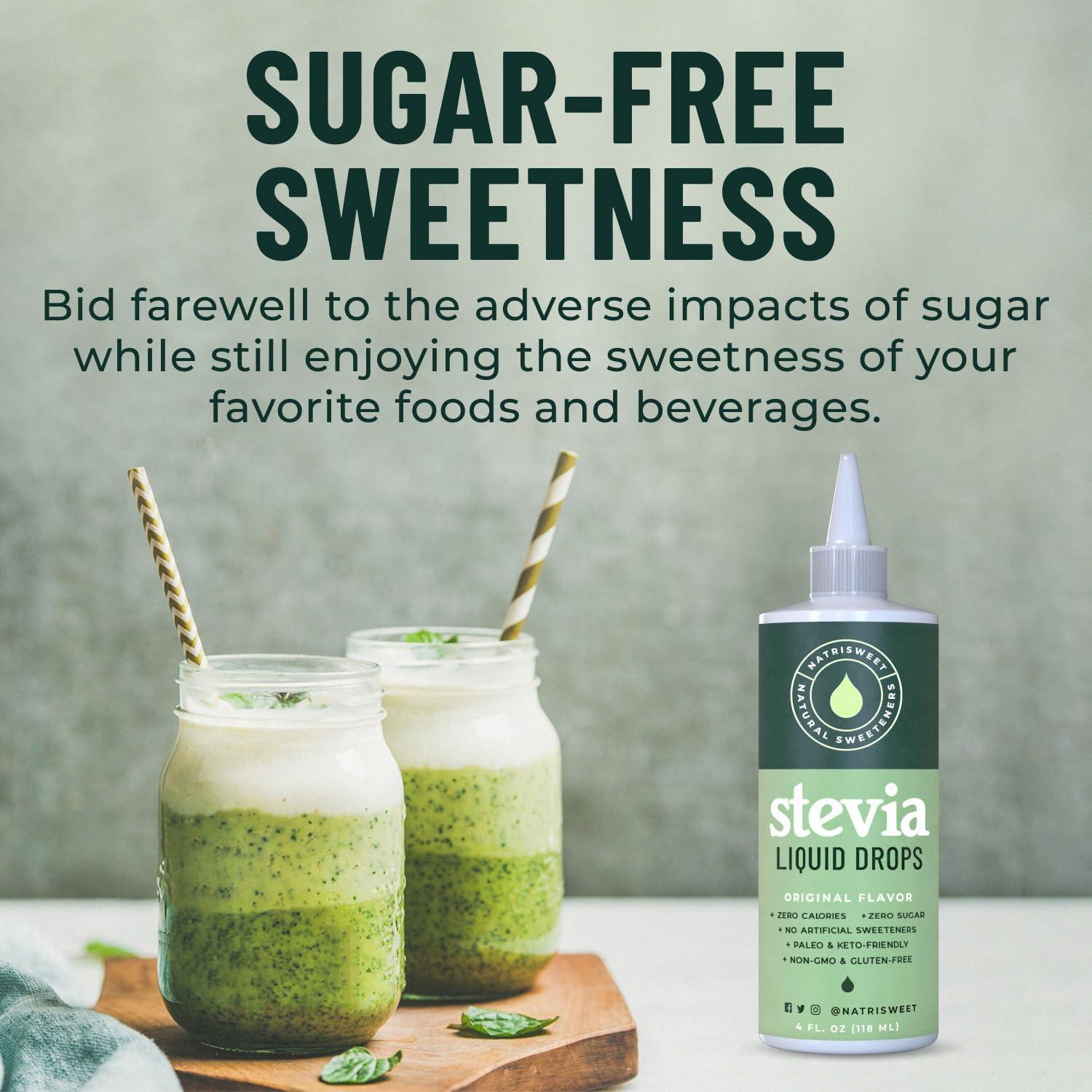 NatriSweet Natrisweet Liquid Stevia Drops 4 fl oz, Pure Stevia Liquid Sweetener from Stevia Extract Sugar Substitute, No Calorie Keto Sweetner, Mix Liquid Stevia
