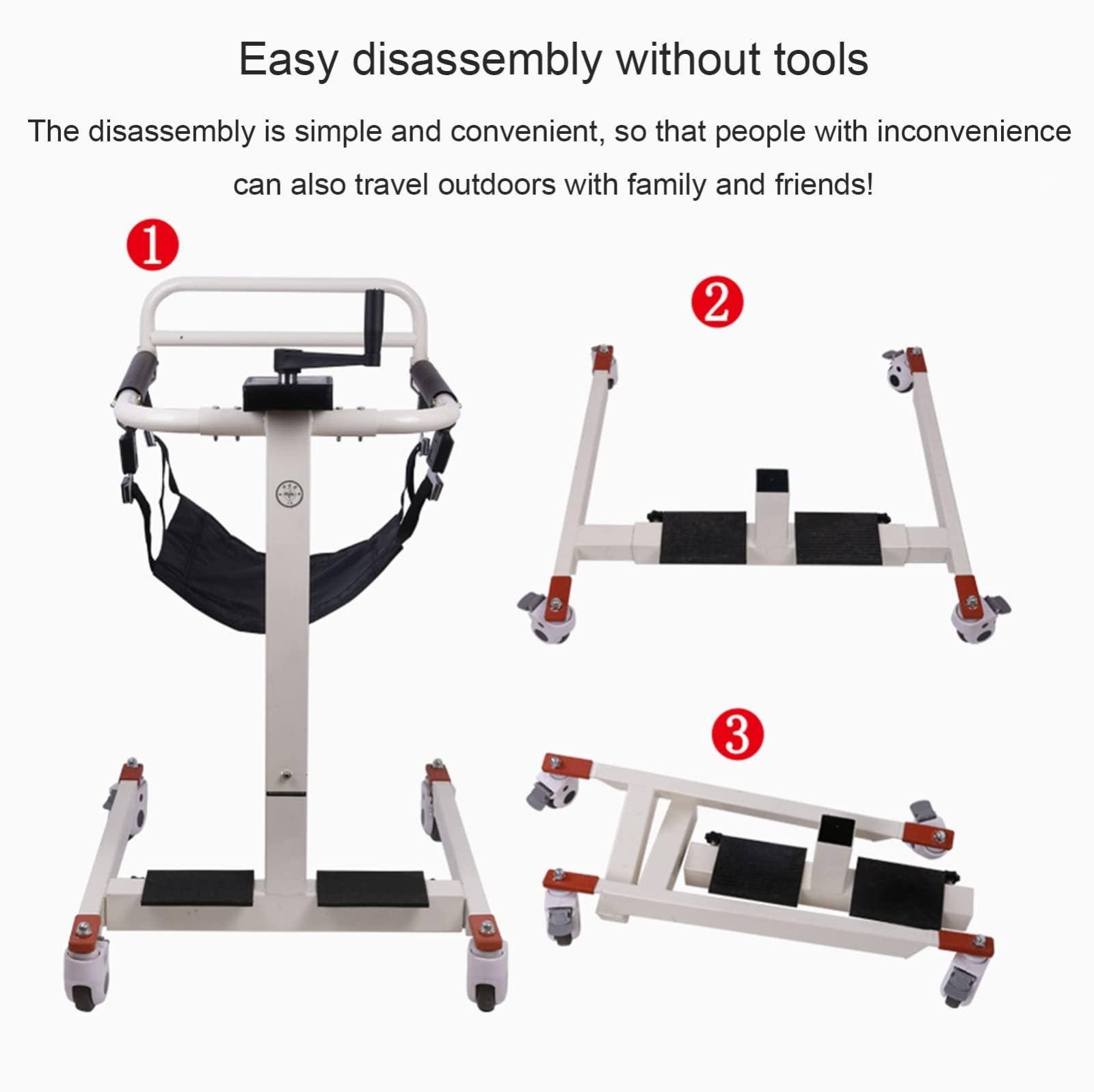 BNDDUP Patient Transfer Chair, Portable Patient Lift Wheelchair for Home, Bathroom Shower Chair Patient Transfer Aid with 2 Seat Cushions,for Elderly Handicapped, 275 lbs