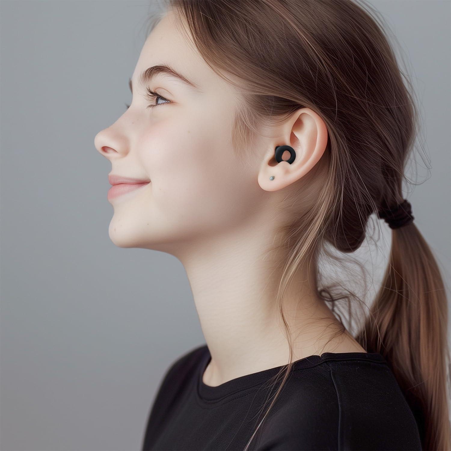 DPZZ Noise Canceling Earplugs for Sleep and Concentration New Flexible Earplugs for Better Attenuation 2 Pair Reusable Deal for Side Sleepers &Noise Sensitive Person 27dB Noise CancellationBlack