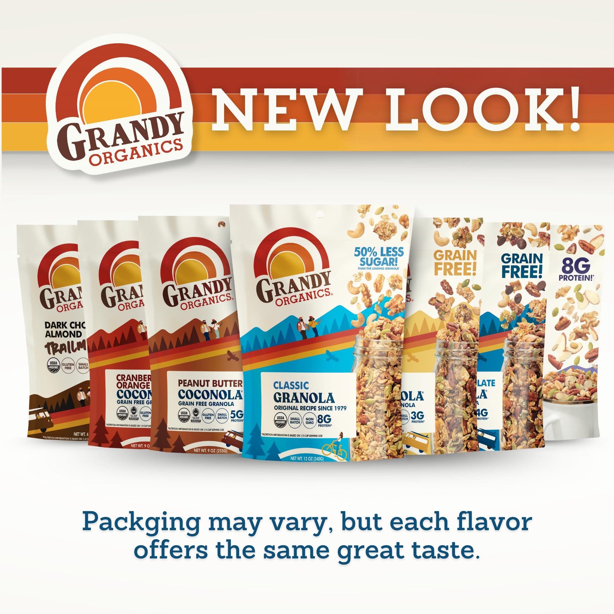 Grandy Organics Grandy Organics Dark Chocolate Sea Salt Granola, Certified Organic Granola, Gluten Free, Non-GMO, Certified Kosher, Plant Based Protein, 12oz Each, Pack of 3