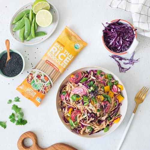 Lotus Foods Lotus Foods Organic Brown Rice Pad Thai Rice Noodles - Gluten Free Pad Thai, Heirloom Rice Noodles, Authentic Asian Noodles, Rice Noodles Thailand, USDA Organic, Non GMO - 8 Oz (Pack of 8)