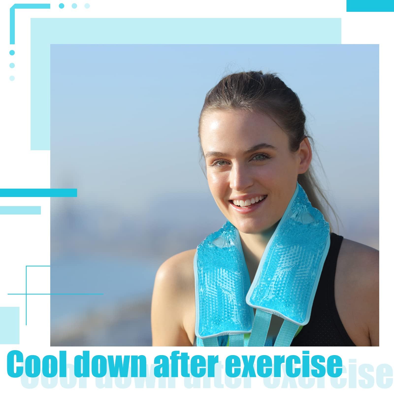 Hoolerry 2 Pack Cooling Neck Wraps Ice Packs Cold Compress and Hot Compress for Injuries Reusable Gel Neck Ice Pack Wrap Ice Pack for Neck Cold Packs for Sports Neck Effectively Relieve(Blue)