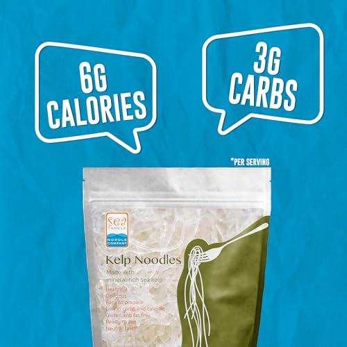 SEA TANGLE NOODLE COMPANY Sea Tangle Organic Green Tea Kelp Noodles (12oz) - Low Calorie Asian Noodles for Healthy Noodle Dishes - Gluten Free, Keto Noodle Sub for Rice Noodles, Glass Noodles, Pad Thai Noodles, Vermicelli