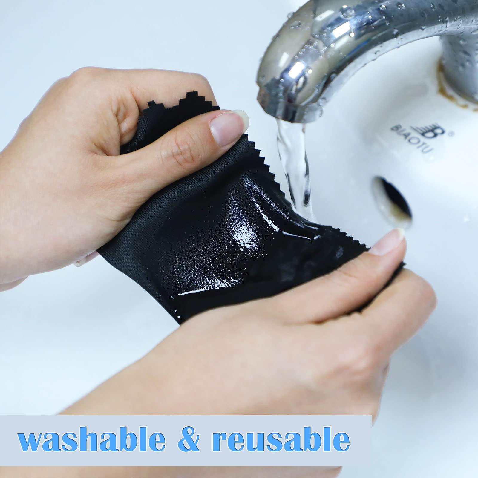 Sumind Sumind 100Pcs Eyeglass Cleaning Cloth Bulk 5.5 in Microfiber Glass Cleaning Cloths Eye Glasses Cleaner Wipes Microfiber Cloth for Glasses Phone Camera Lenses Screen Delicate Surfaces(Gray and Black)