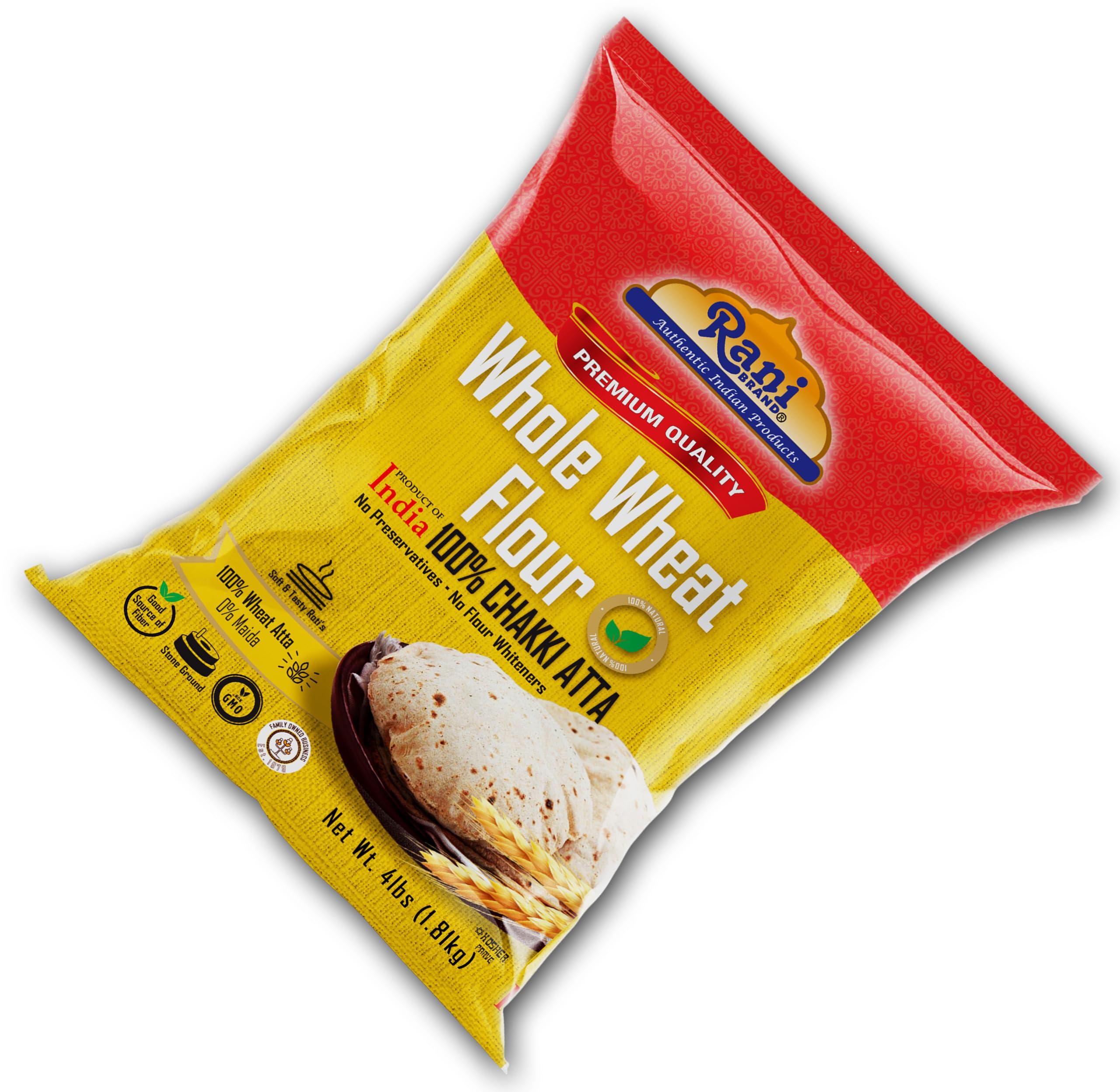 Rani Brand Authentic Indian Products Rani Chapati Flour (100% Pure Whole Wheat Atta), For Making Roti & Indian Breads 64oz (4lbs) 1.81kg Bulk ~ All Natural | Vegan | No Salt or Colors | NON-GMO | Kosher | Indian Origin