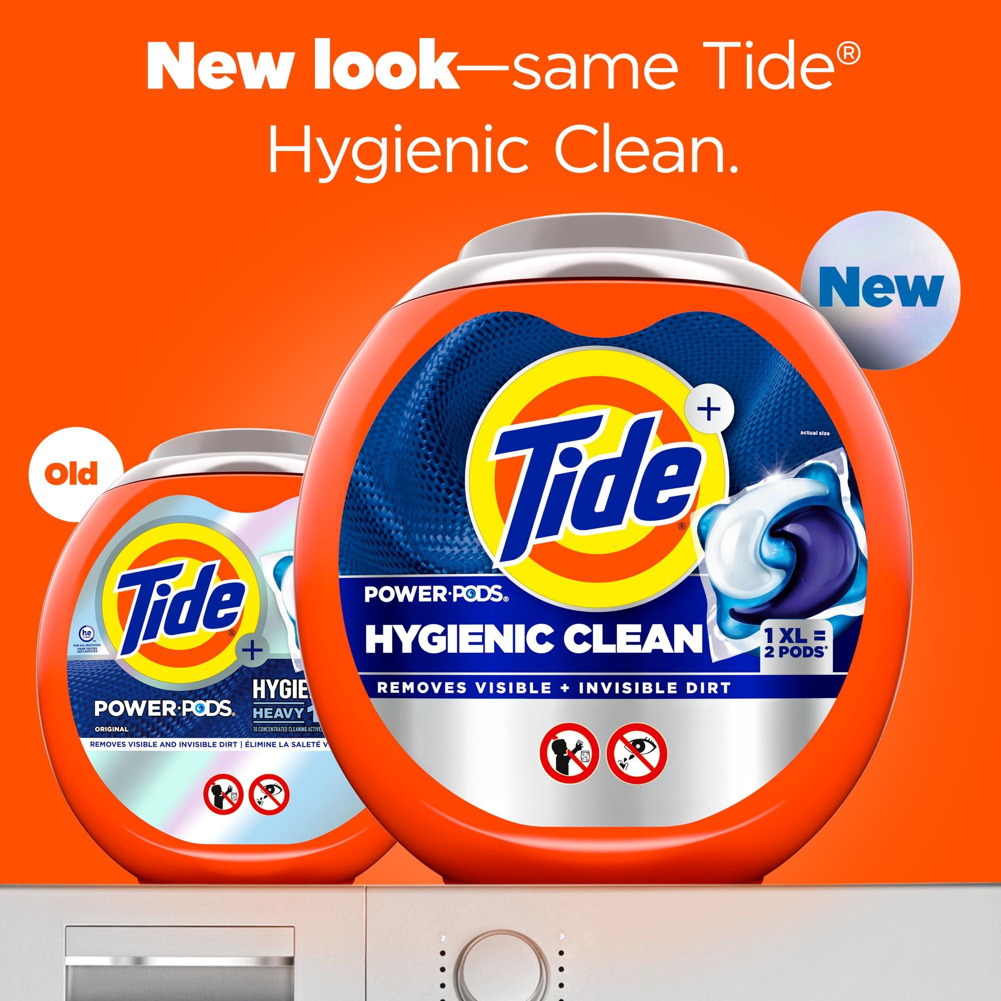Tide Tide Power PODs Hygienic Clean Heavy Duty Liquid Laundry Detergent Pacs, Free and Clear of Dyes and Perfumes, For Visible and Invisible Dirt, 45 Count, HE Compatible