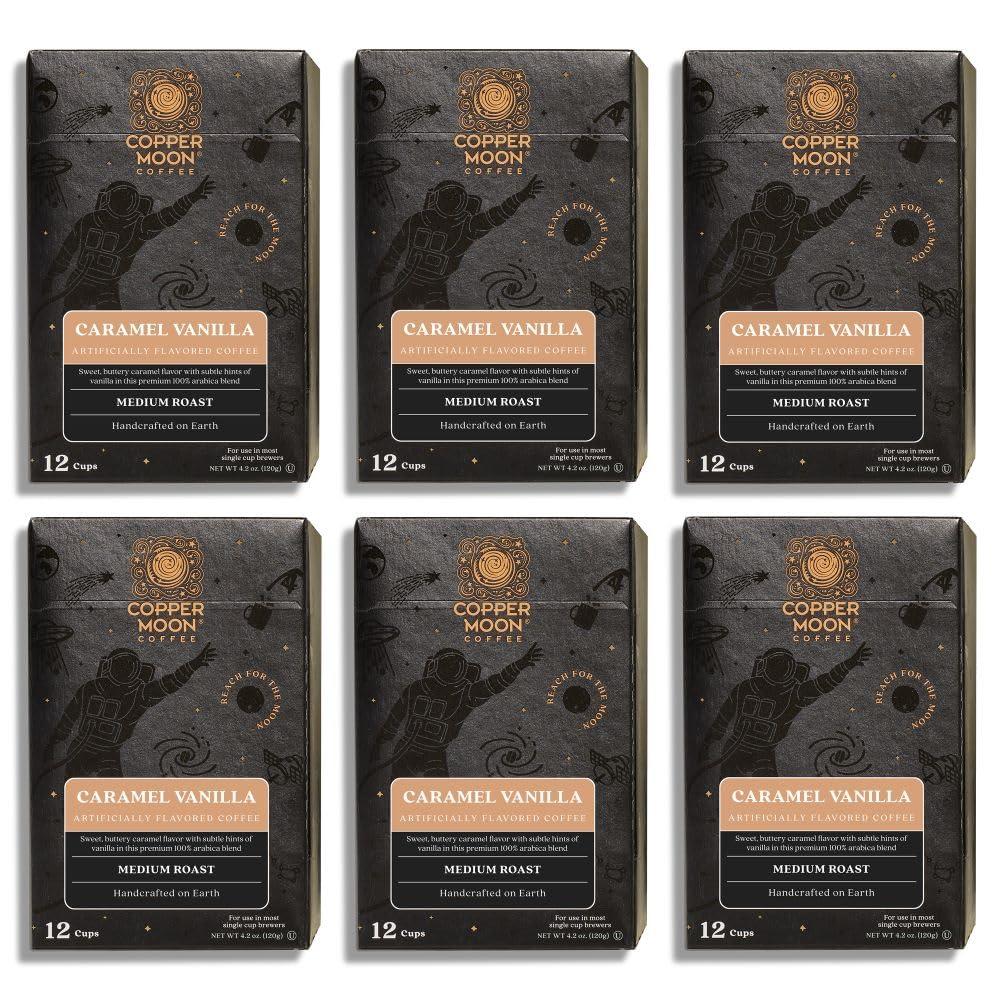 Copper Moon Copper Moon Single Serve Coffee Pods for Keurig K-Cup Brewers, Caramel Vanilla Blend, Medium Roast, 72 Count