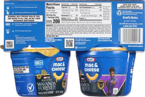 Kraft Mac & Cheese Kraft Mac & Cheese Cups Macaroni and Cheese Microwavable Dinner SpongeBob SquarePants, 4 ct Pack, 1.9 oz Cups (Pack of 2)