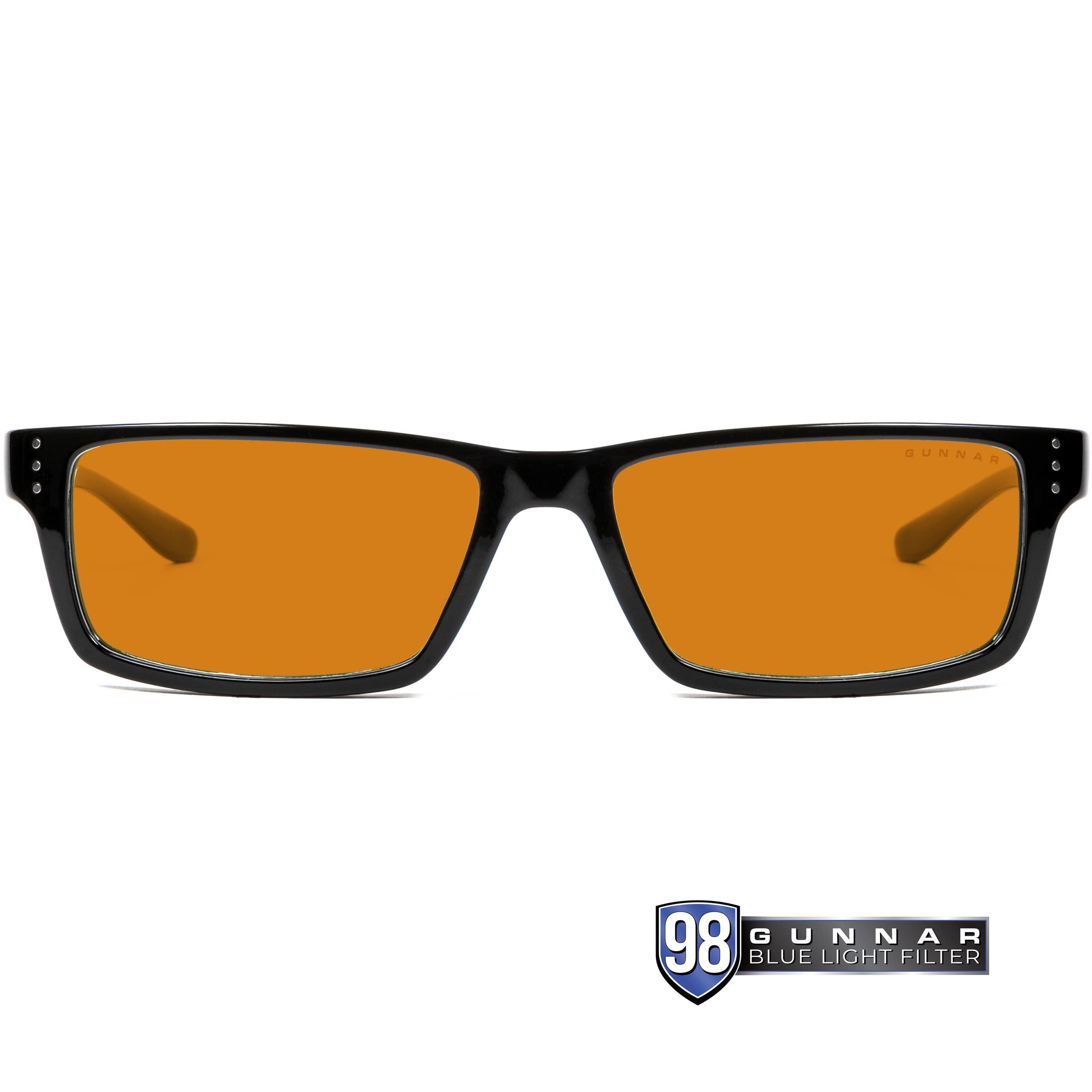 Gunnar Gunnar - Gaming and Computer Glasses - Blocks 98% Blue Light - Riot, Onyx, Amber Max Tint, 57 mm