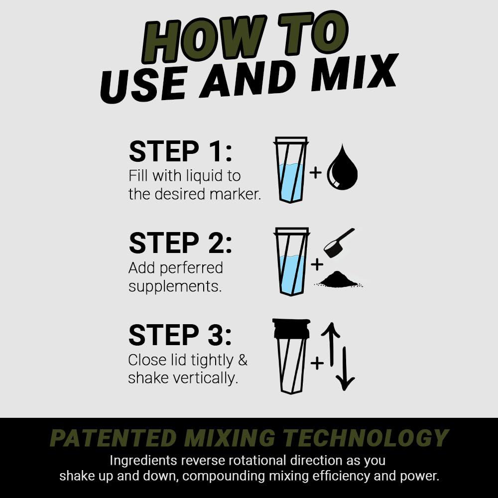 HELIMIX HELIMIX 2.0 Vortex Blender Shaker Bottle Holds upto 28oz | No Blending Ball or Whisk | USA Made | Portable Pre Workout Whey Protein Drink Shaker Cup | Mixes Cocktails Smoothies Shakes | Top Rack Safe