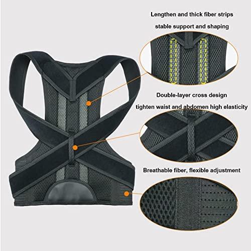 SJHY Posture Corrector Back Support Brace Adjustable Back Support for Men Women Back Brace Provide Pain Relief for Neck Back Shoulders Posture Brace Back Posture (Color : Black, Size : Large)