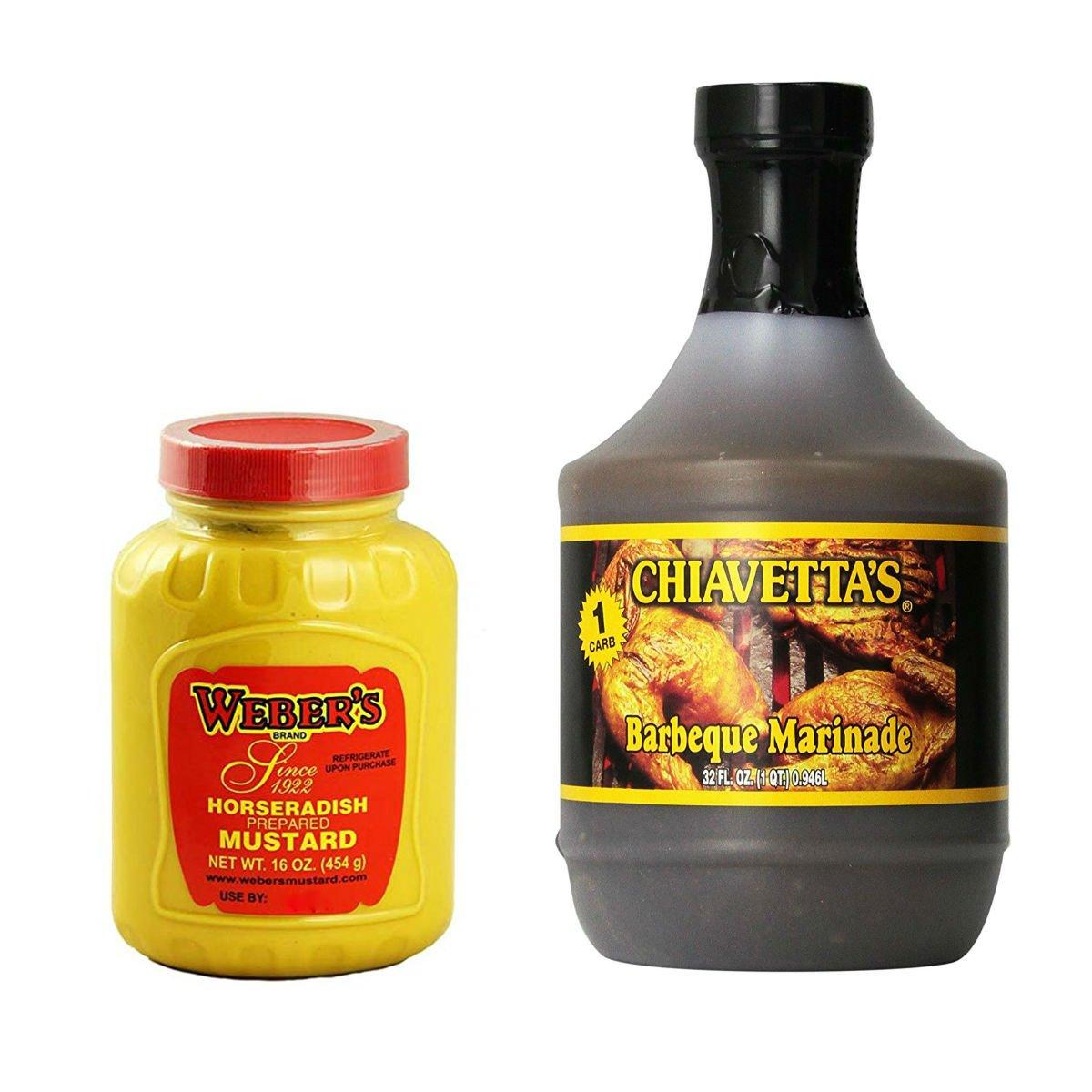 Candlewood Gifts Weber's Horseradish Mustard 16 oz and Chiavetta's Barbecue Marinade 32 oz