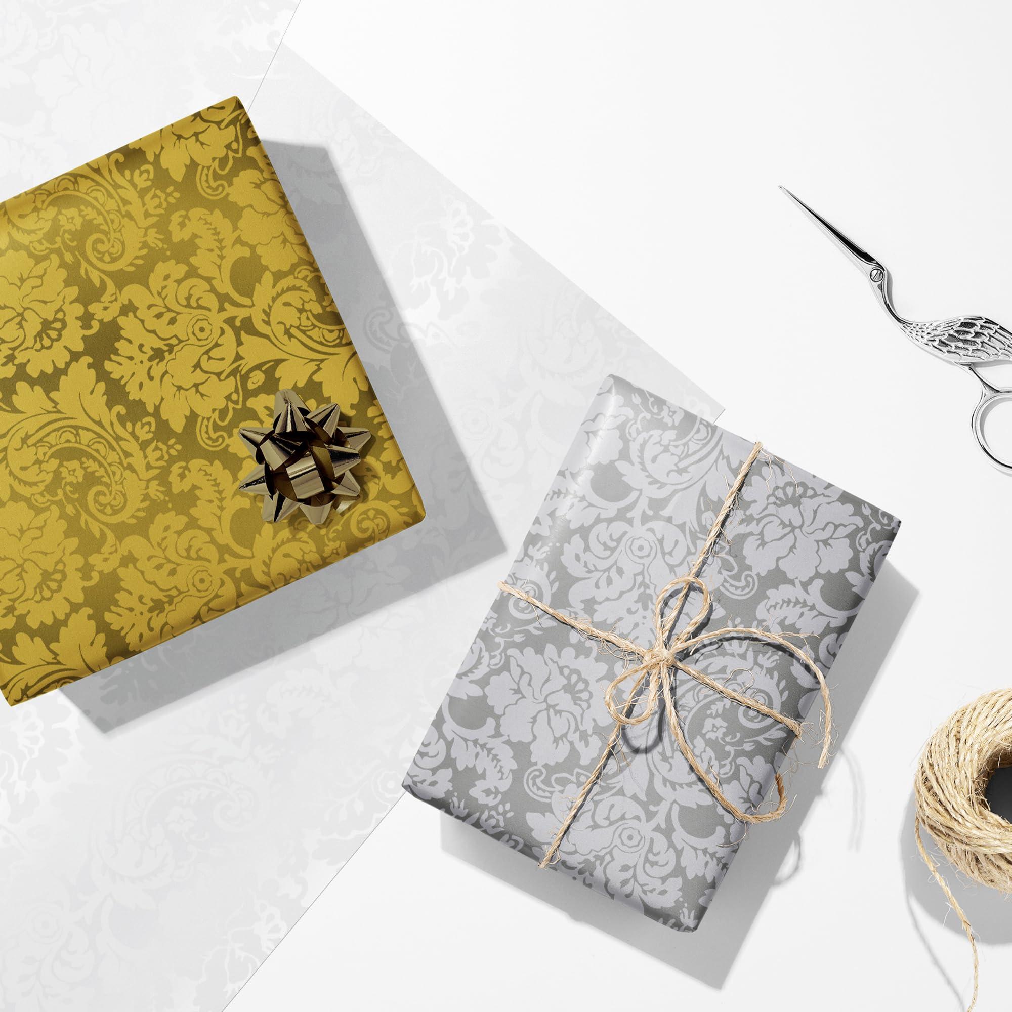 Creative Bag Gold Wrapping Paper Roll| Eco-Friendly Gift Wrapping Paper for All-Occasion Designs| Holiday Gift Wrap, Birthday Wrapping Paper, Wholesale Gift Wrap |24 Inches x 50 Feet| Golden Brocade |Creative Bag