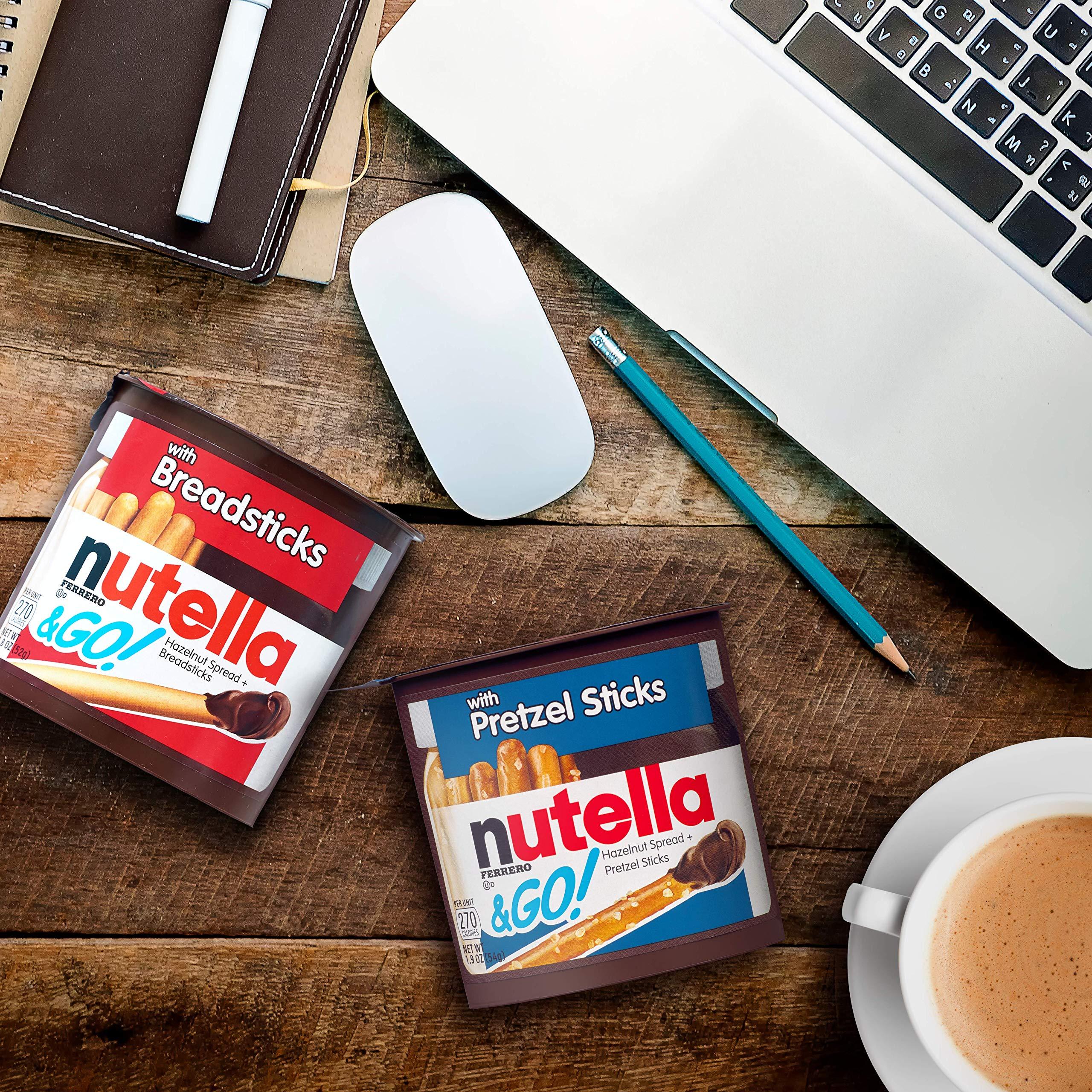 Nutella Nutella and Go Snack Packs, Chocolate Hazelnut Spread with Breadsticks, Perfect Bulk Snacks for Kids' Lunch Boxes, 1.8 oz, Pack of 4