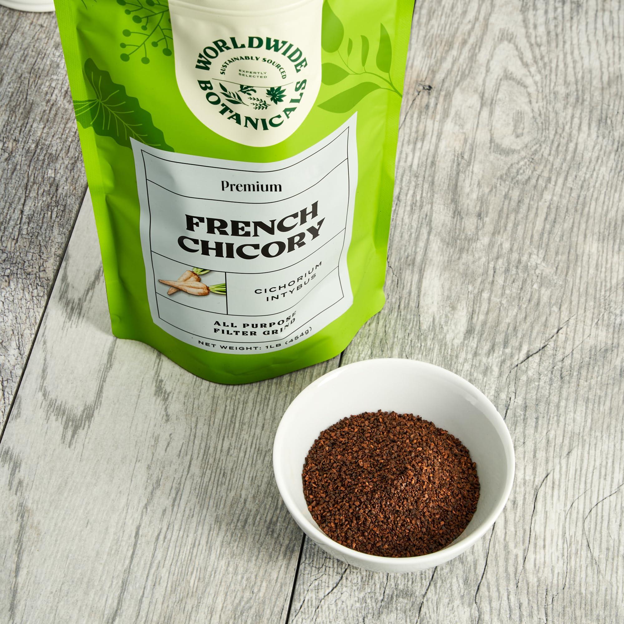 Worldwide Botanicals Worldwide Botanicals French Chicory Root, 1 Pound - Brew Like Coffee, Blend Roasted Chicory Root With Coffee, Prebiotic, Acid Free, Caffeine Free, Kosher