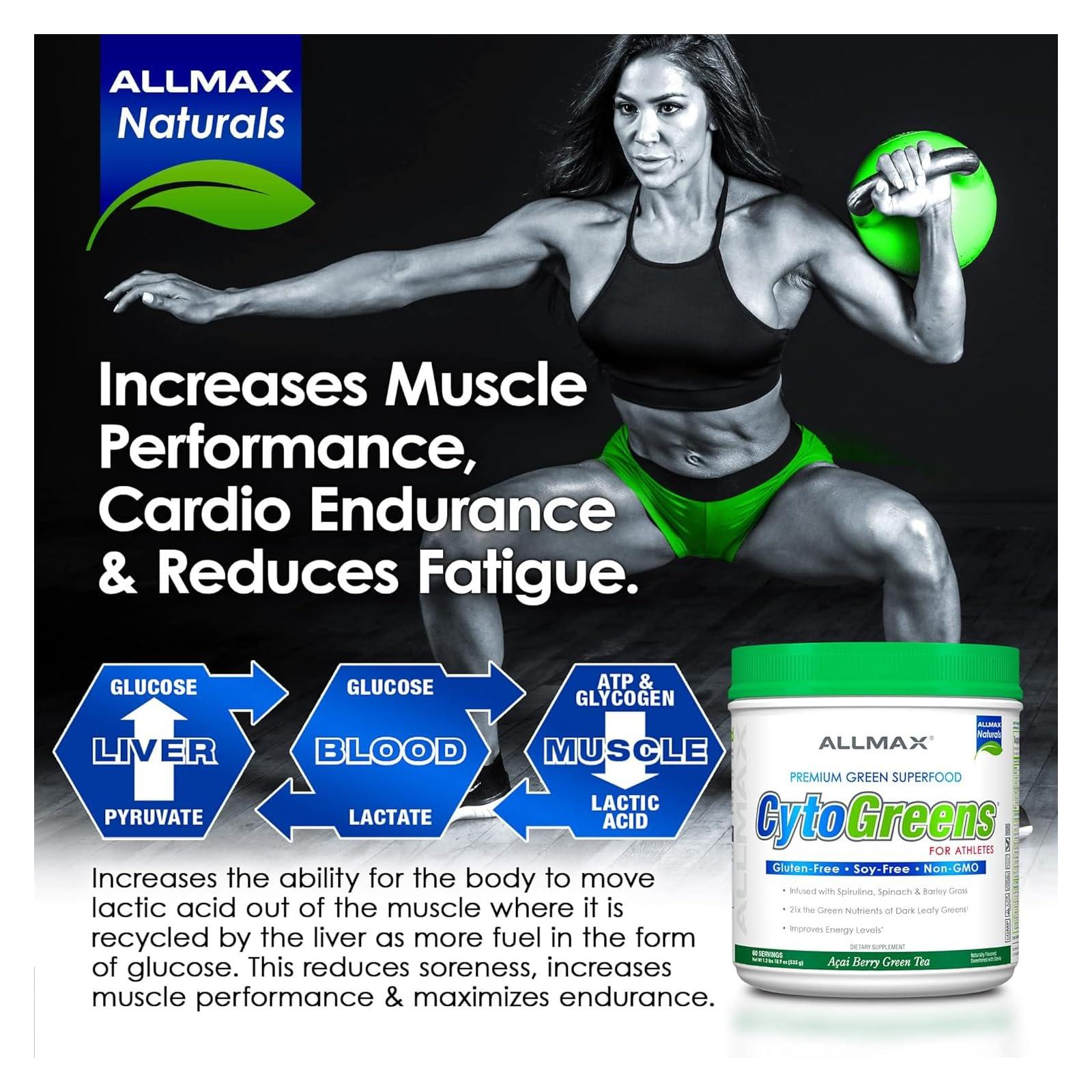 ALLMAX Nutrition ALLMAX Nutrition - Cytogreens Super Greens Powder, Infused with Spirulina, Spinach & Barley Grass, Supports Immune & Digestive Health, Gluten Free & Vegan, 60 Servings (Acai Berry Green Tea)