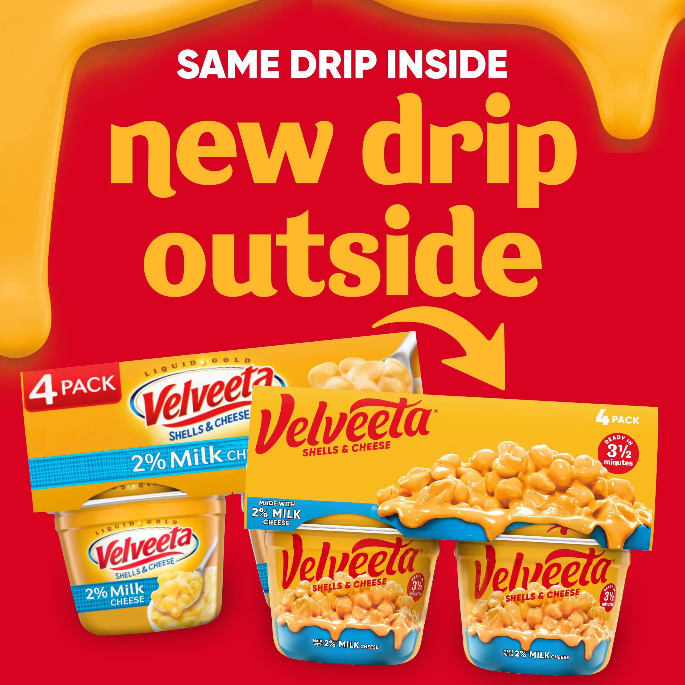 Velveeta Velveeta Shells & Cheese Microwaveable Shell Pasta with 2% Milk Cheese, 4 ct Pack, 2.19 oz Cups