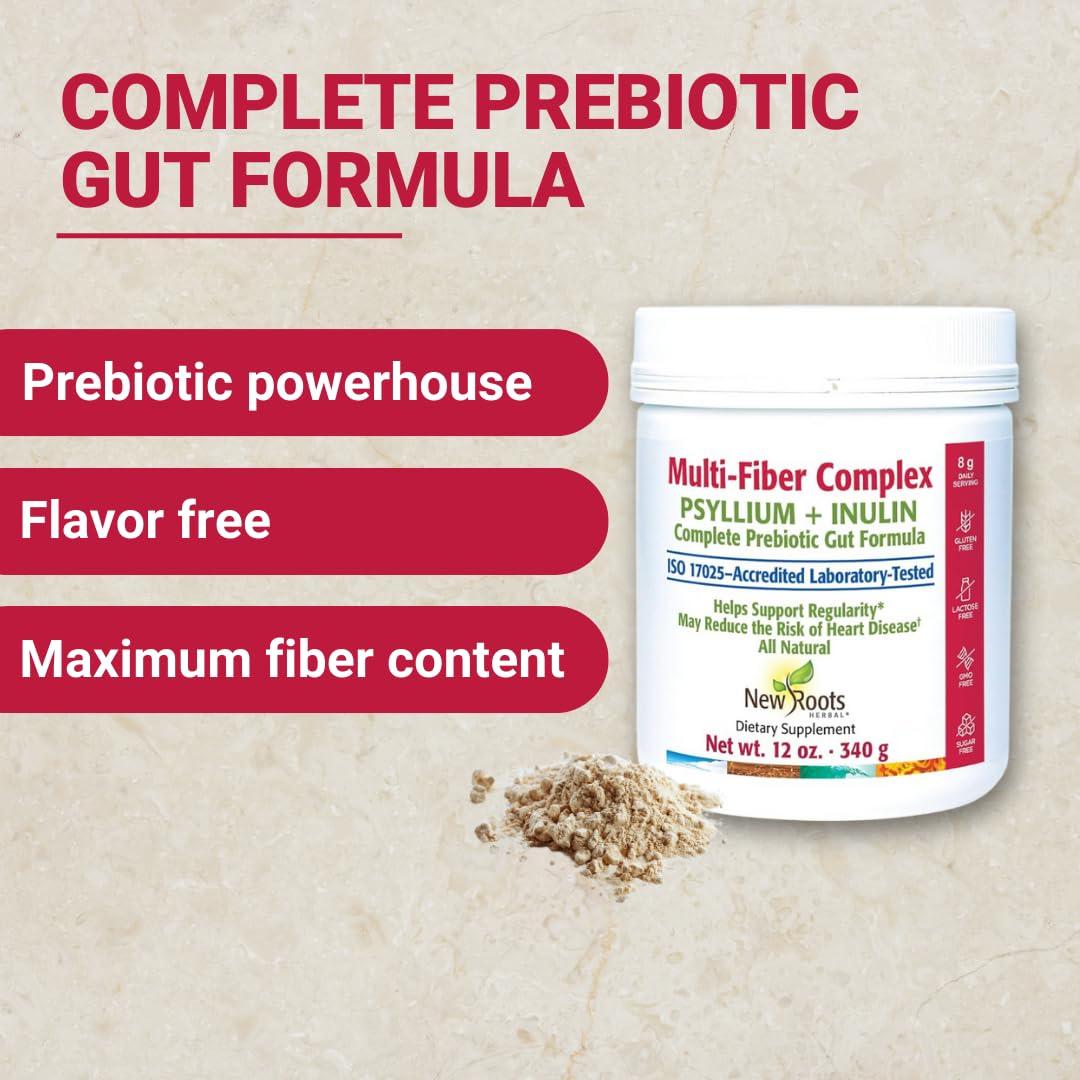 NEW ROOTS HERBAL New Roots | Prebiotic Fiber Powder with Psyllium Husk and Inulin (from Chicory Root)| Multi-Fiber Prebiotic Supplement Supports Gut and Digestive Health, Unflavored 12 oz (340 g)
