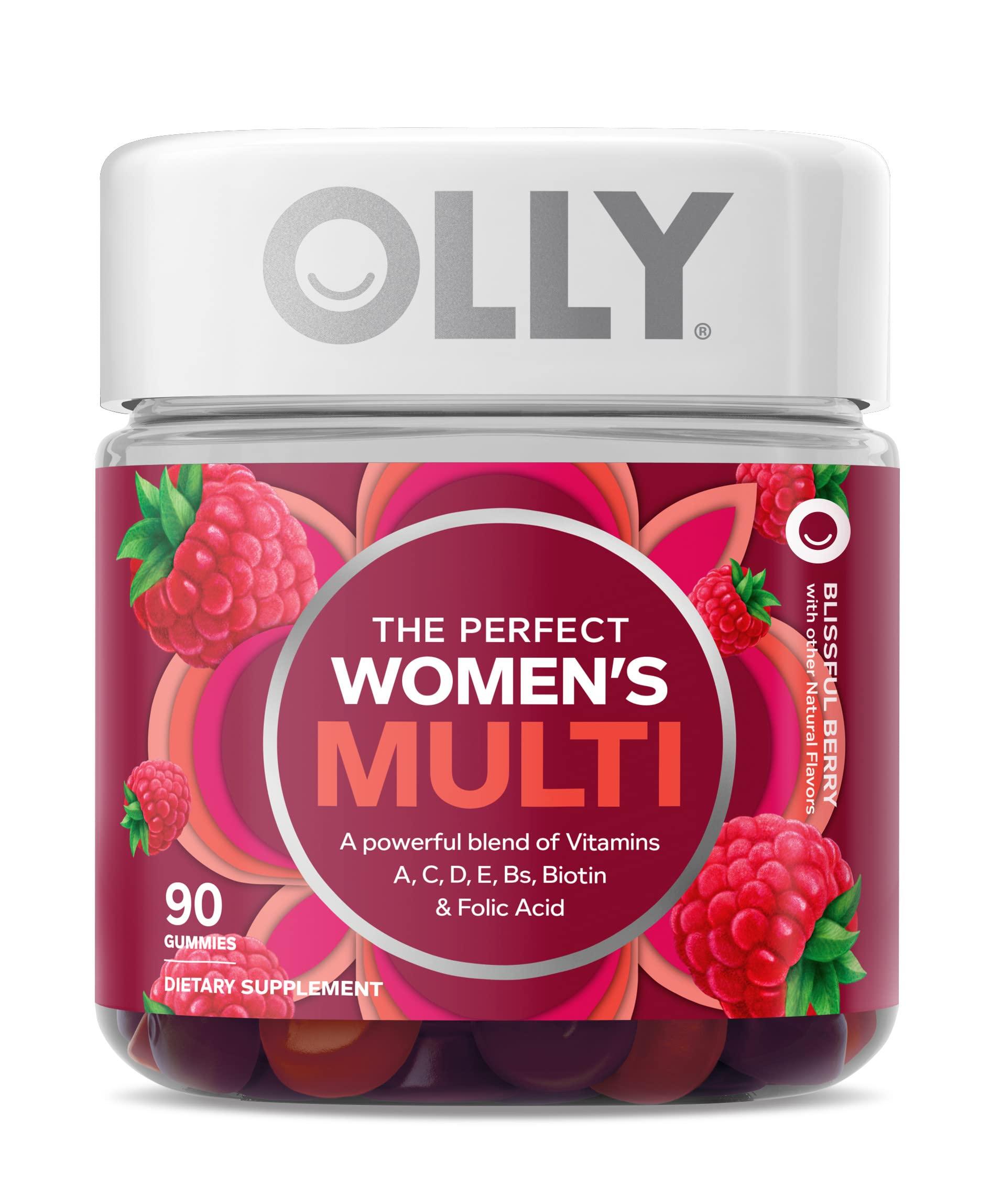OLLY OLLY Undeniable Beauty Gummy for Hair, Skin, Nails (Grapefruit, 60 Count) Women\'s Multivitamin Gummy (Berry, 90 Count)