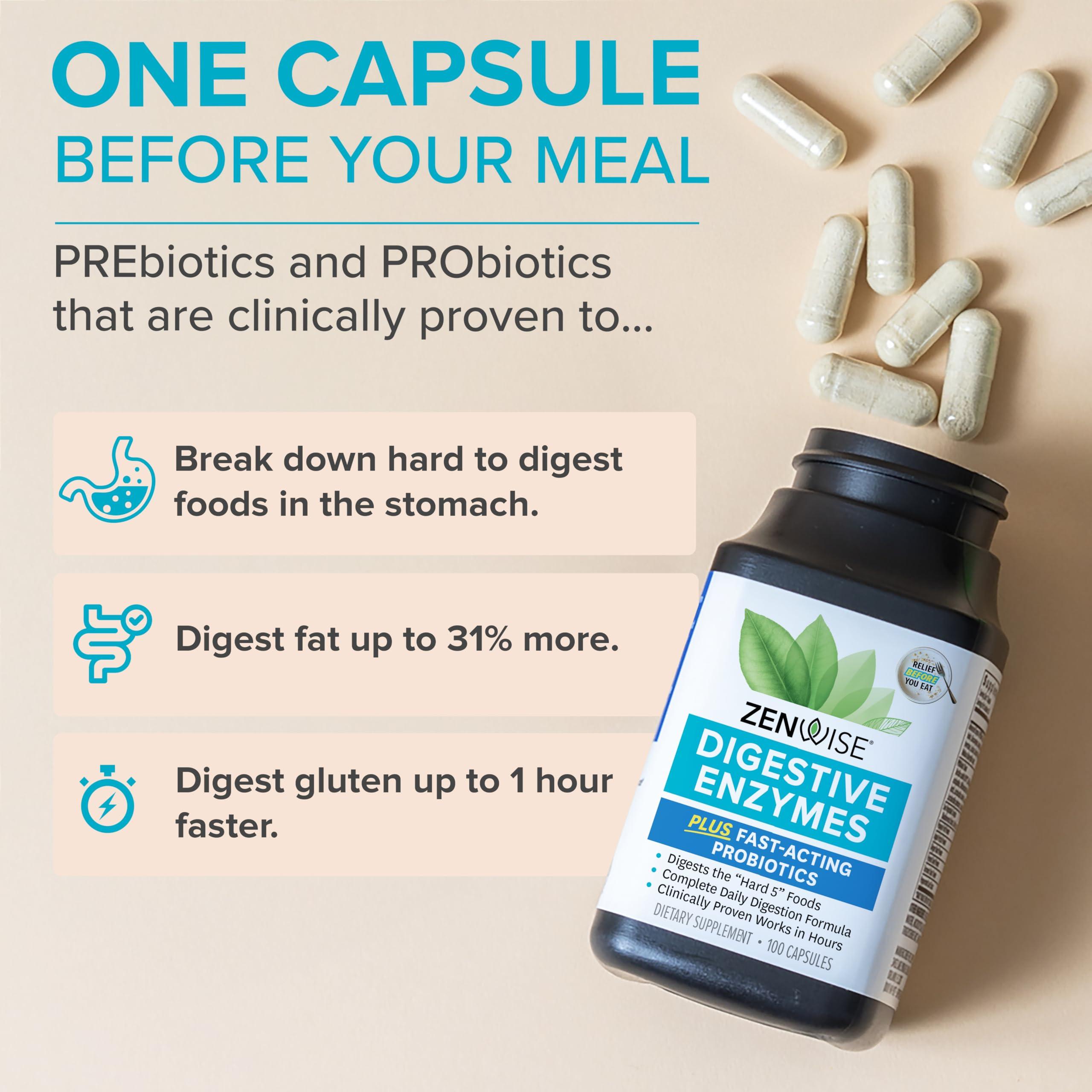 Zenwise Health Zenwise Health Digestive Enzymes and Bromelain for Gut Health - Probiotic Multi Enzymes with Prebiotics and Probiotics for Women and Men for Digestive Health and Bloating Relief for Digestion - 100 CT