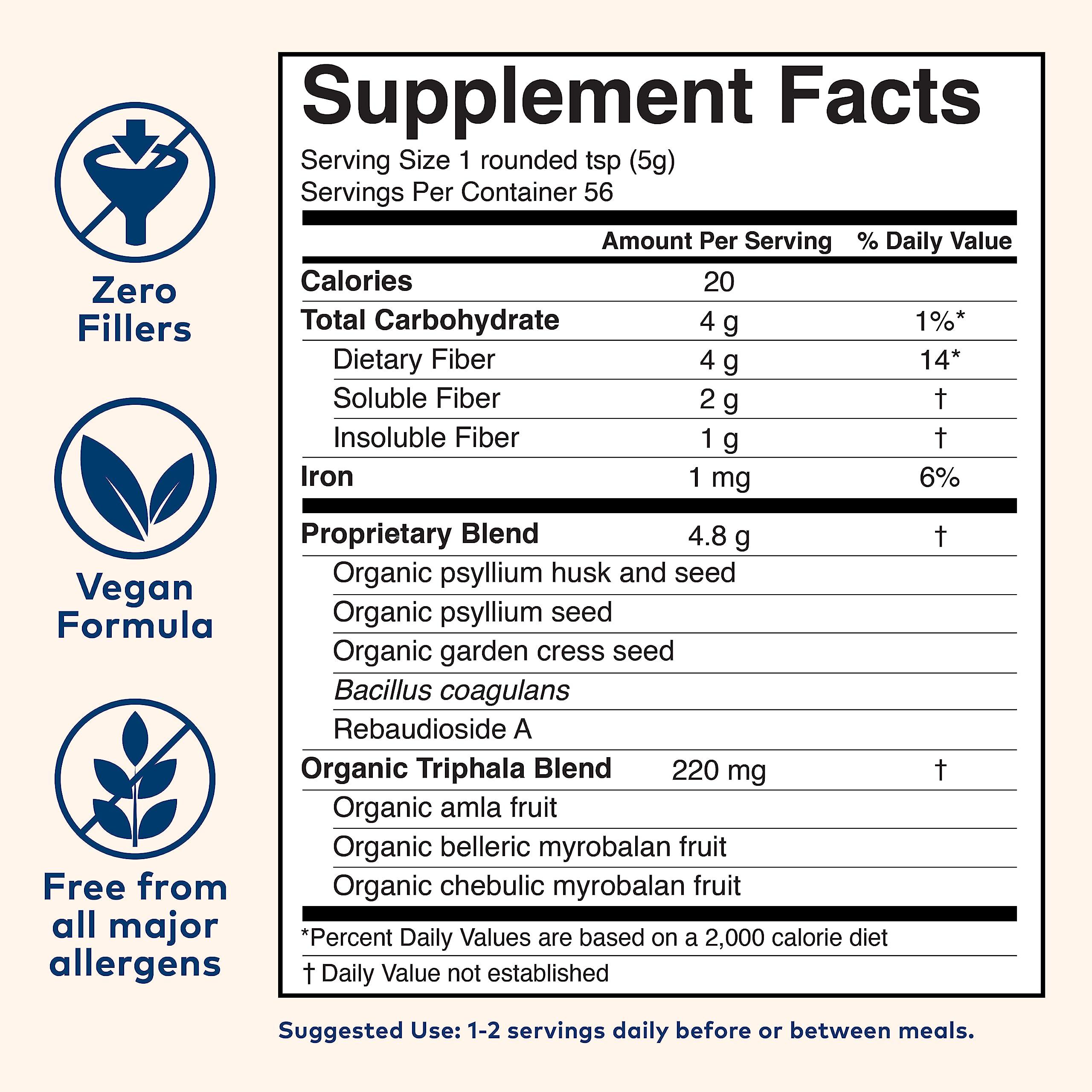 ORGANIC INDIA ORGANIC INDIA Psyllium Husk Powder - Pre & Probiotic Fiber Supplement, Organic Psyllium Husk Fiber Supplement, Whole Psyllium Husk Powder Unflavored, Dietary Fiber, USDA Organic, Gluten Free - 10 Oz