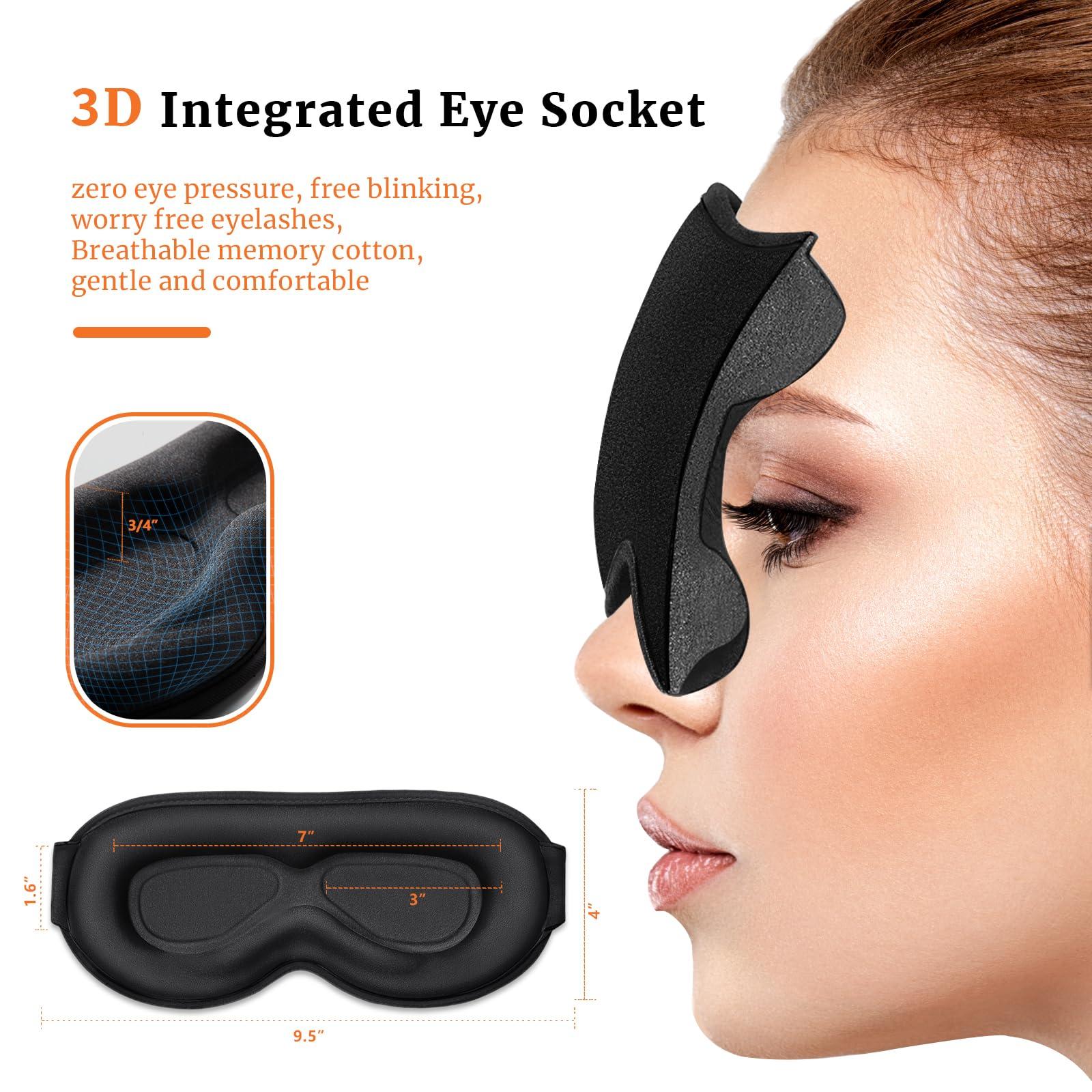 AOAWI AOAWI Sleep Eye Mask 3D Contoured Cup Soft and Gentle, Breathable, Comfortable for Side Sleeping, Travellers, Yoga, Men, Women, Adjustable, with Silicone Ear Plugs for Sleeping Noise Reductions