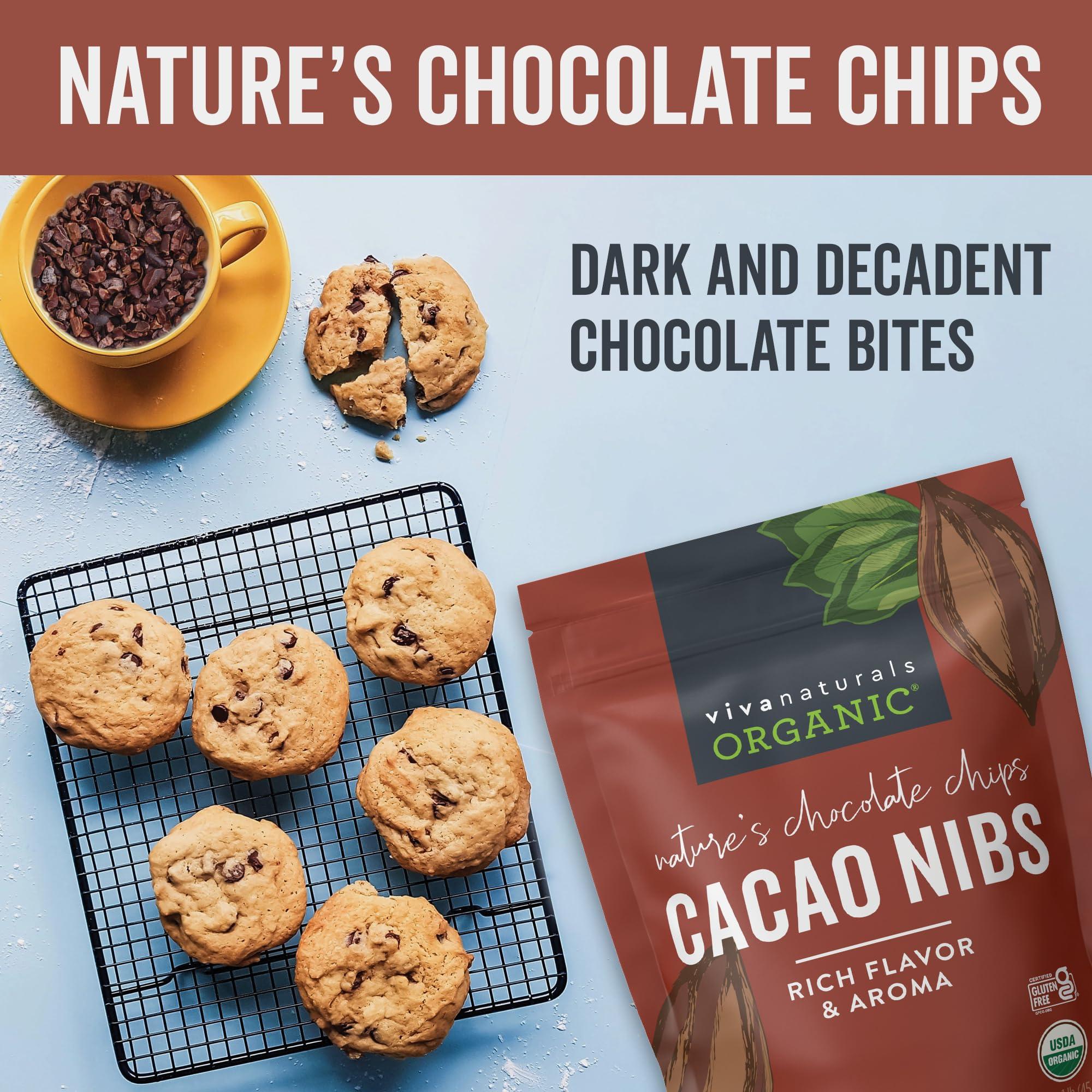 Viva Naturals Viva Naturals Organic Cacao Nibs, 1 Lb - Certified Keto and Vegan Superfood, Perfect for Gluten Free Baking, Cacao Nib Smoothies and Healthy Snacks, Premium Criollo Beans, Non-GMO