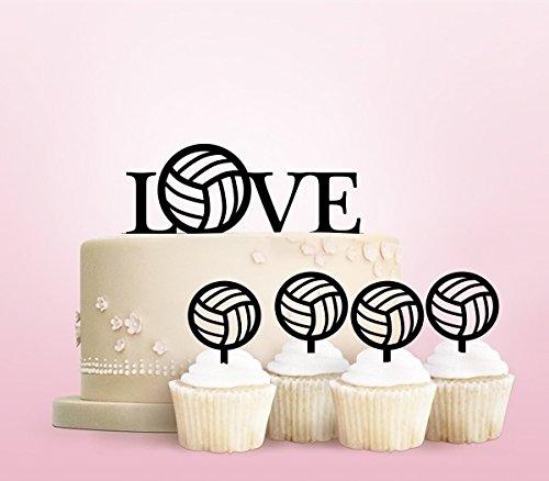 jjphonecase TC0191 Love Volleyball Party Wedding Birthday Acrylic Cake Topper Cupcake Toppers Decor Set 11 pcs