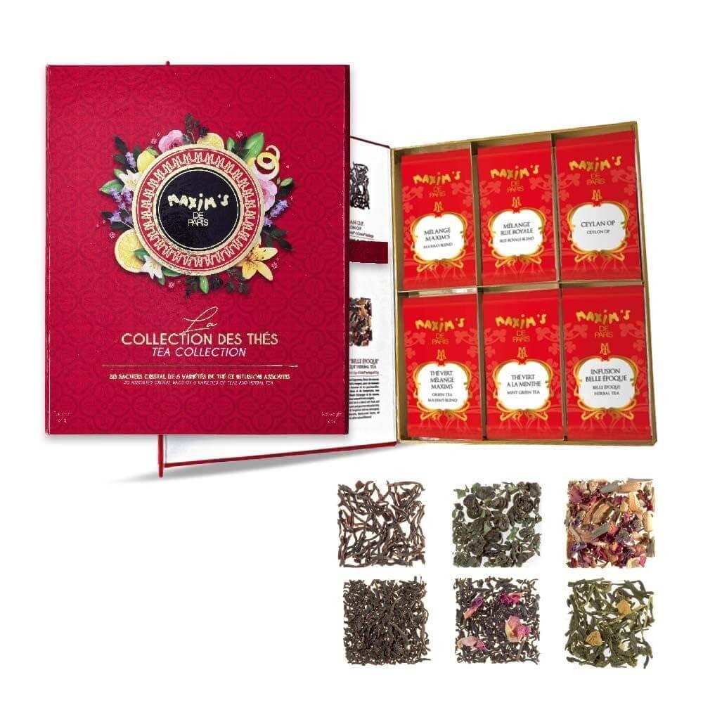 MAXIM\'S DE PARIS Maxim\'s De Paris Gift Box Tea Sampler - French Iconic Brand - 30 Tea Bags - Assortment of 6 Gourmet Teas - Individual Wrapping for Freshness - Ready to Gift Box - Gift for Tea Lovers or Francophile