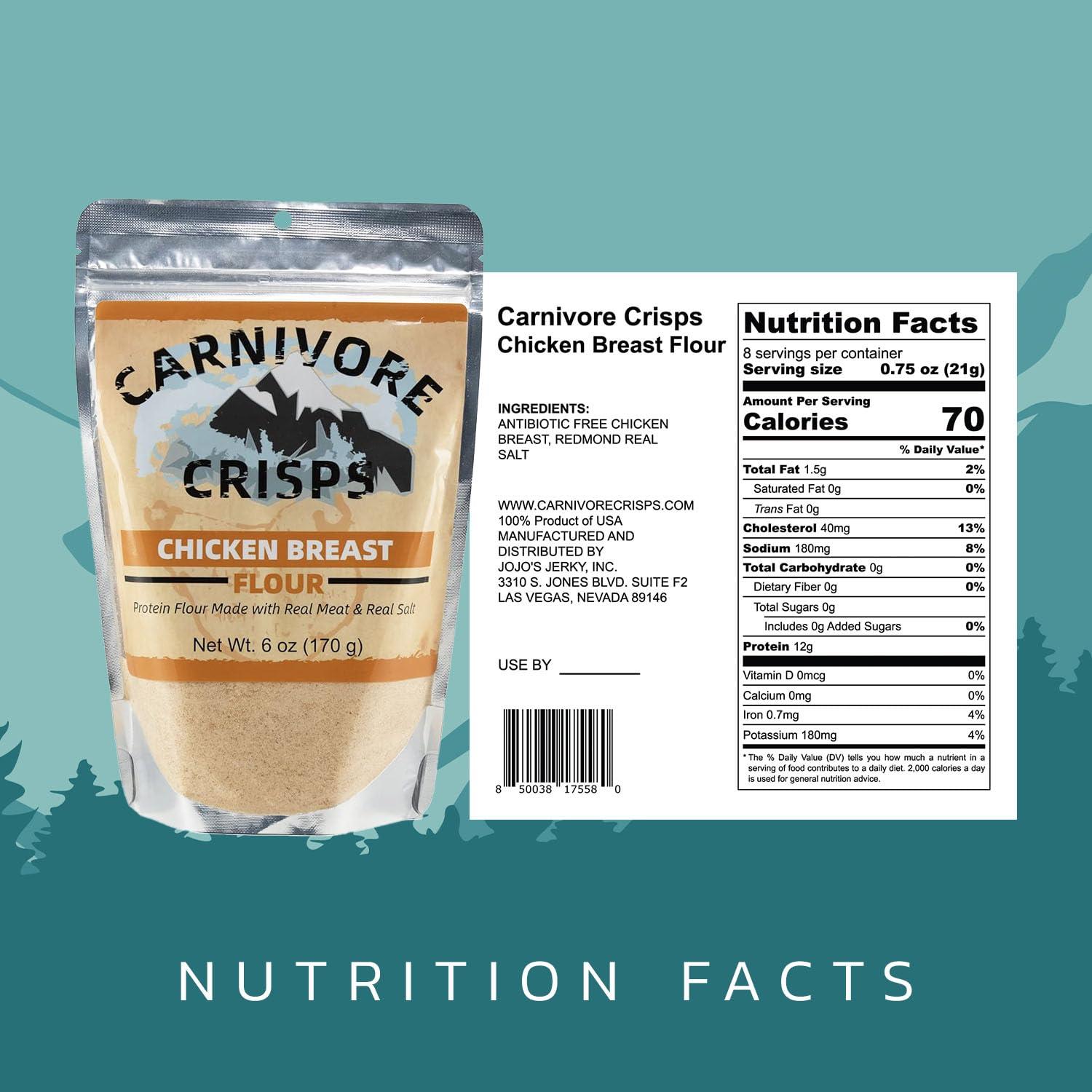 Carnivore Crisps Carnivore Crisps Chicken Flour, Premium Chicken Breast flour for Cooking and Seasoning, Rich in Protein, Paleo & Keto Friendly, 6 oz