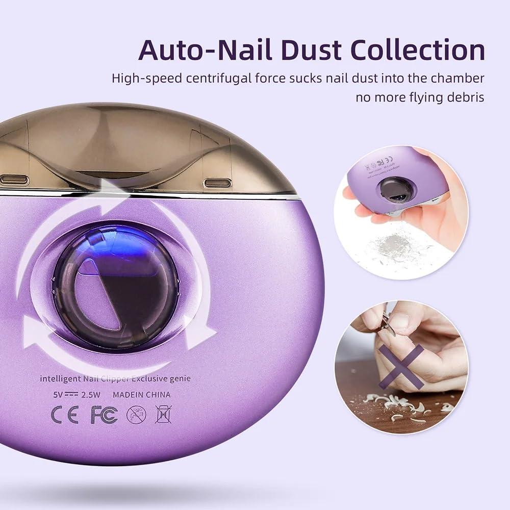 Aikertec Automatic Electric Nail Clipper,with LCD Digital Display, Safety Baby Fingernail Nail Clipper, 3-Speeds Levels and Nail Clip Storage, USB Rechargeable Suitable for Babies,Children (Purple)