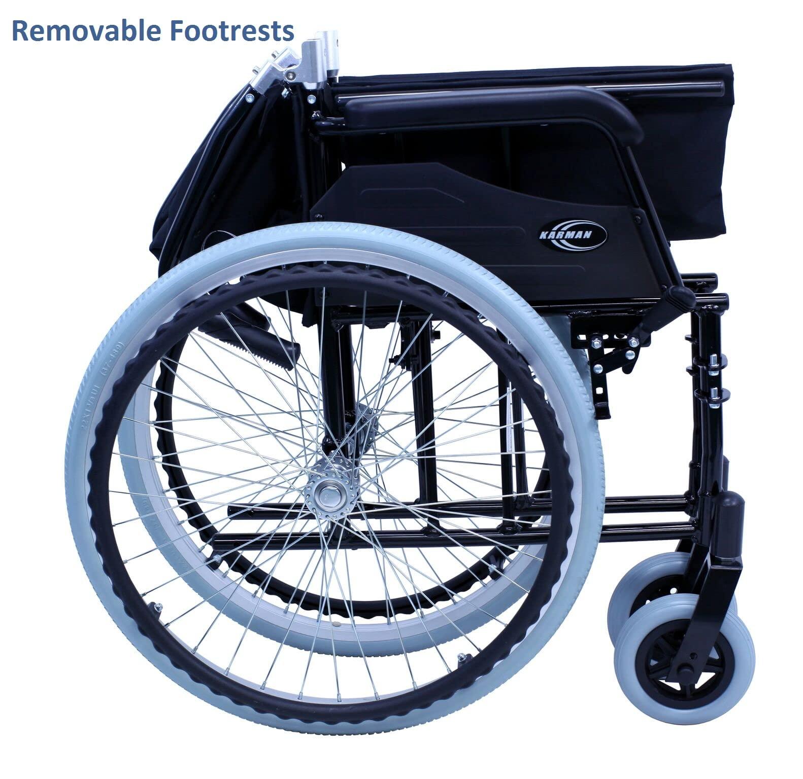 Karman Healthcare Karman Healthcare LT-980 24 lbs Ultra Light Wheelchair with Removable Footrest, Gen 2 - K Model