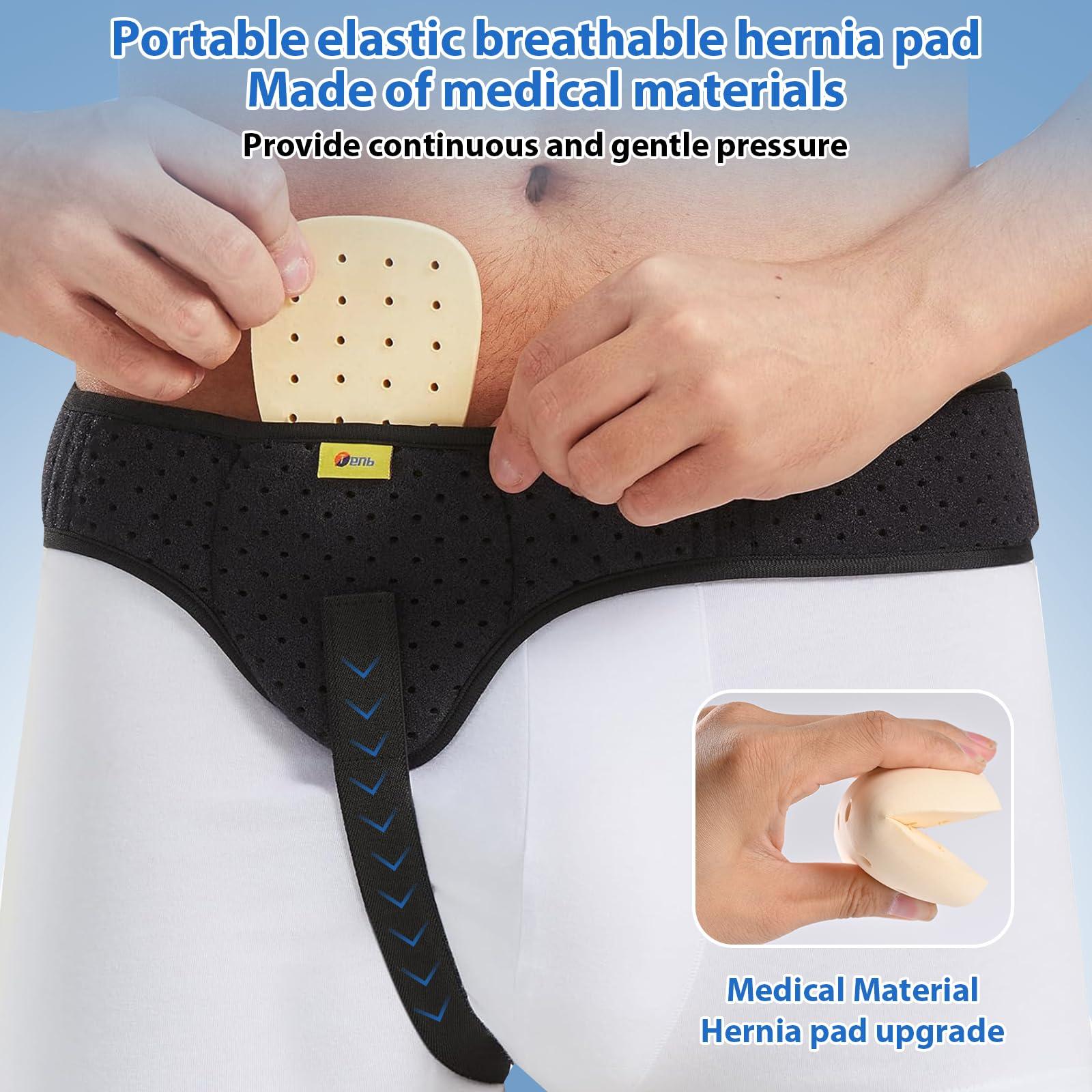 TENB TENB Hernia Belt for Men Hernia Support Truss Inguinal or Sports Hernia, Adjustable Waist Strap with Removable Compression Pads Breathable Material (Black, Medium)