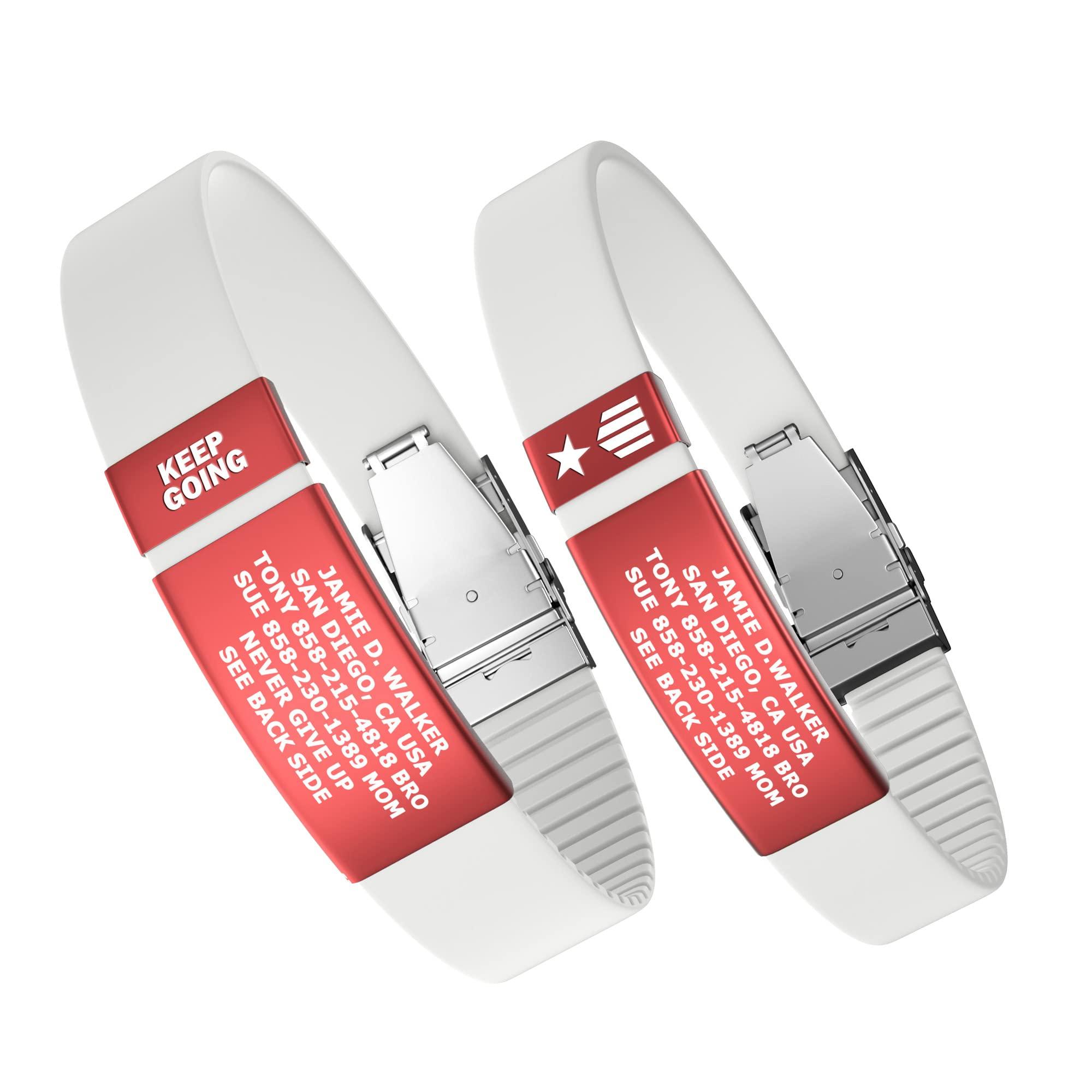 Divoti Divoti Supercharge Wristband ID, Silicone Clasp Identification Bracelet and Sport ID for Athletes - Red Tag/White Silicone Band - 19mm