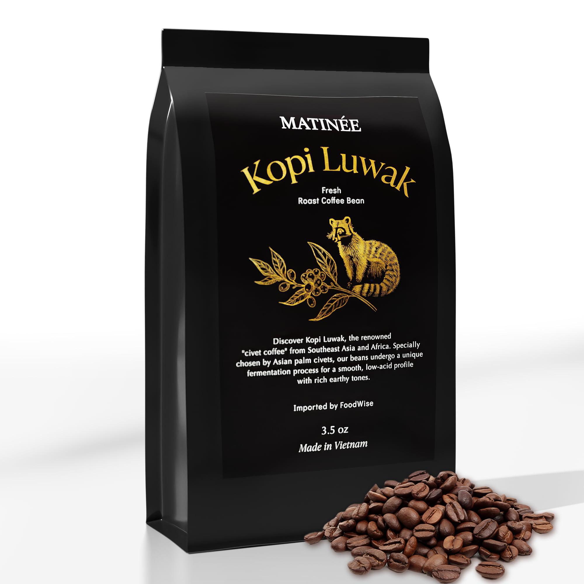 MATINE MATINE Wild Kopi Luwak Coffee Beans, Medium Roast, Whole Bean Coffee, Civet Coffee, Wild Kopi Luwak Coffee - Sustainably Sourced From Vietnam, 8.8oz / 250 Grams