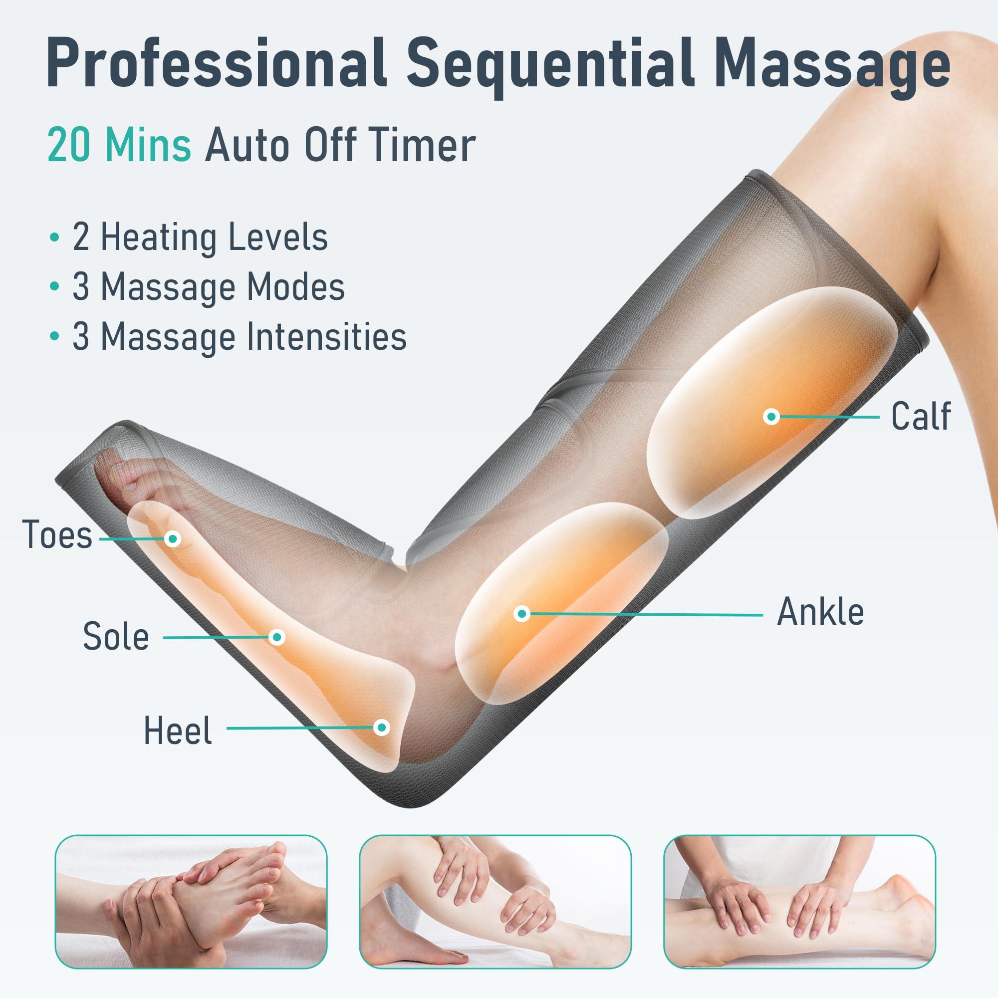 QUINEAR QUINEAR Leg Massager with Heat Air Compression Massage for Foot & Calf Helpful for Circulation and Pain Relief Muscles Relaxation(FSA or HSA Eligible)