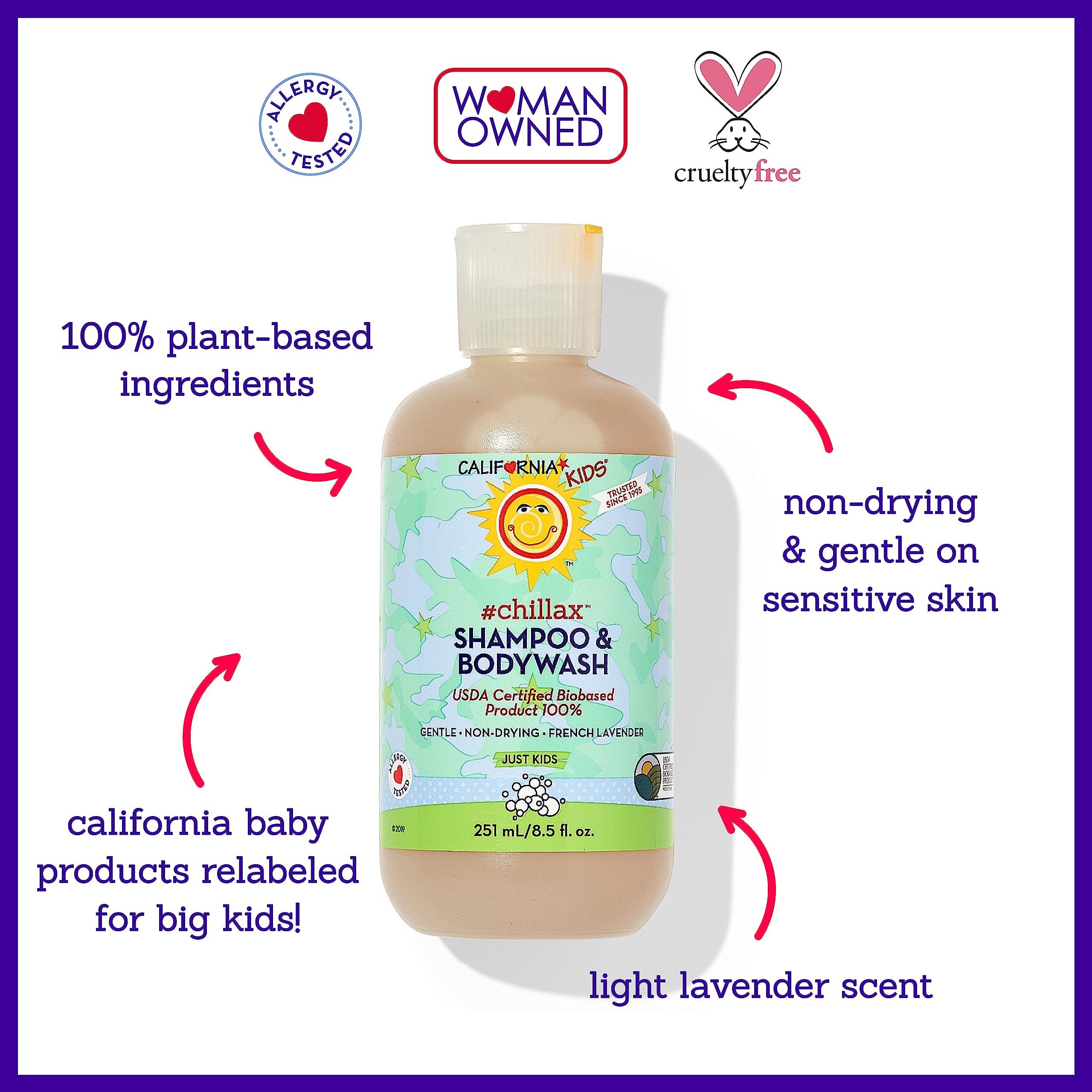 California Kids California Kids Chillax Lavender Shampoo and Body Wash | 100% Plant-Based | Gentle Skincare for Kids | Lavender Shampoo for Kids | Hypoallergenic Bodywash | 251 mL / 8.5 fl. oz.