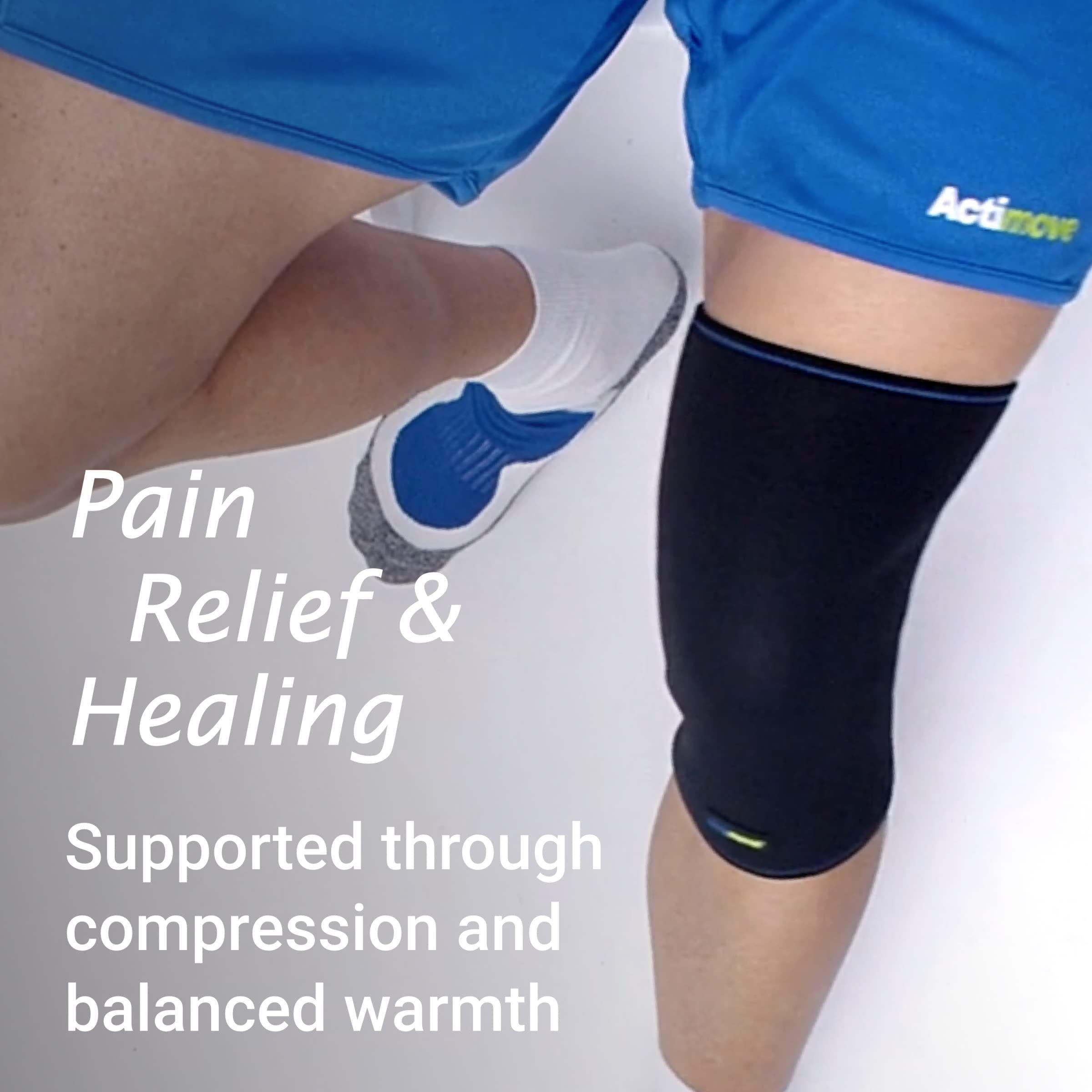 Actimove Actimove Sports Edition Knee Support Closed Patella with COOLMAX AIR Technology Sleeve for Pain Management For Strains, Sprains & Swelling - Left/Right Wear Black, X-Small